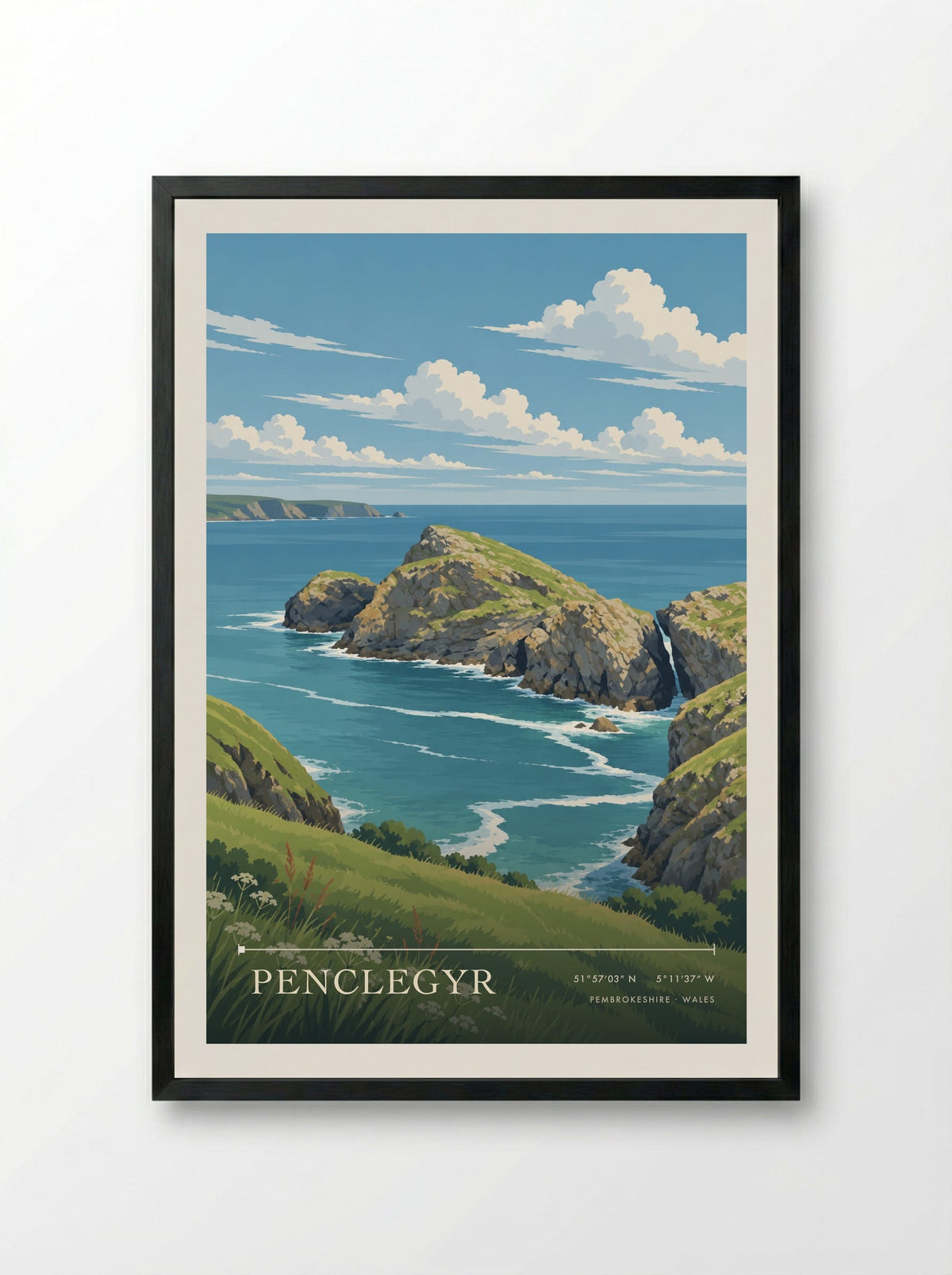 Penclegyr, Pembrokeshire | Travel Poster - Framed Print Black