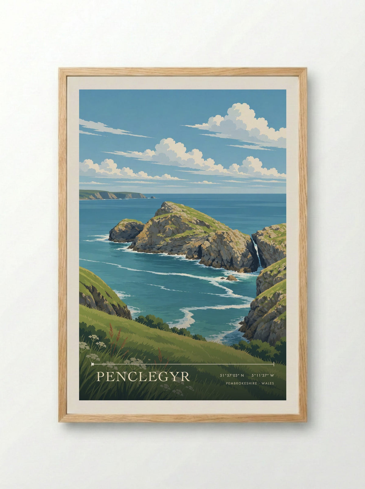 Penclegyr, Pembrokeshire | Travel Poster - Framed Print Wood