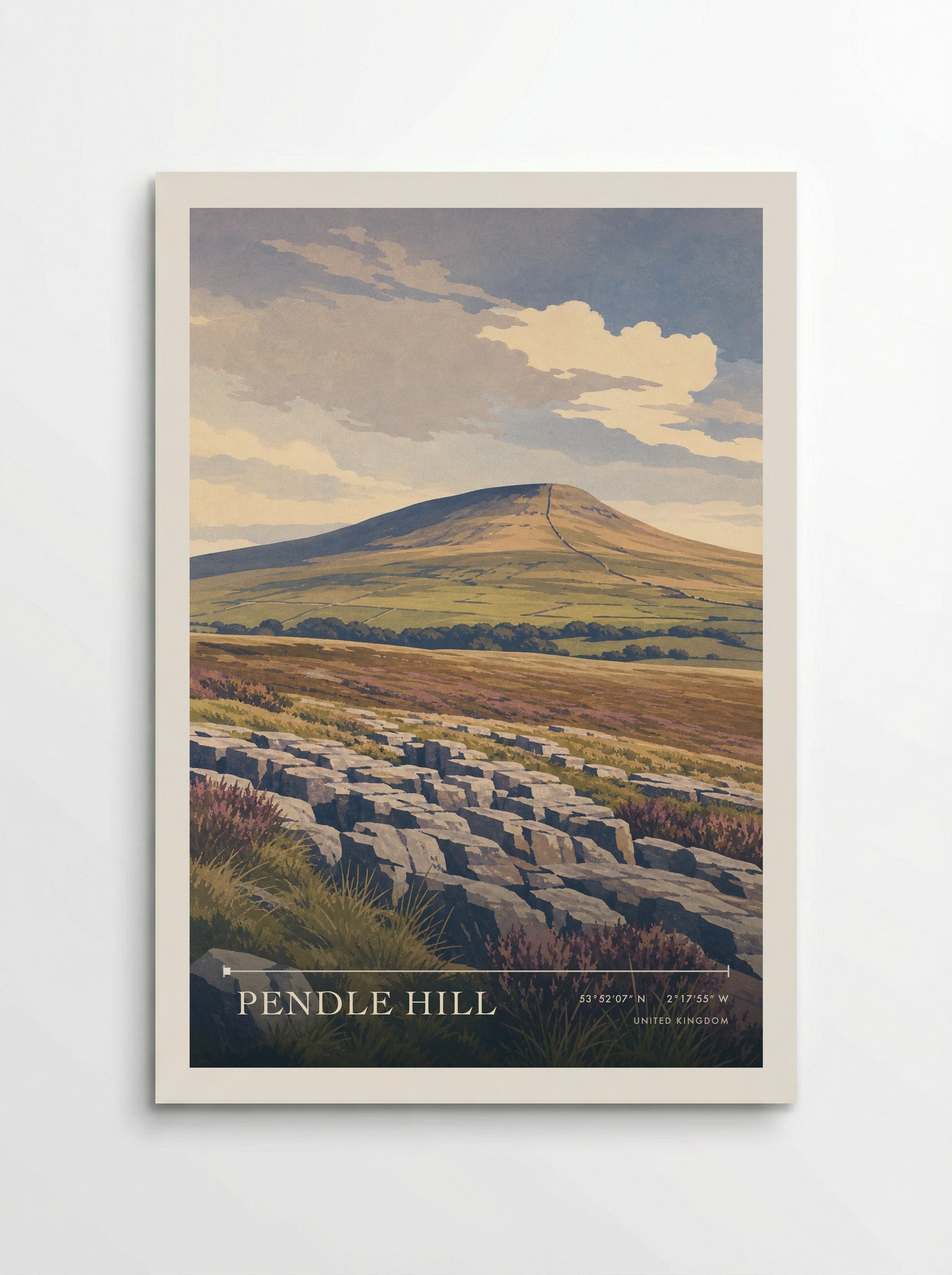 Pendle Hill United Kingdom Travel Poster - Poster