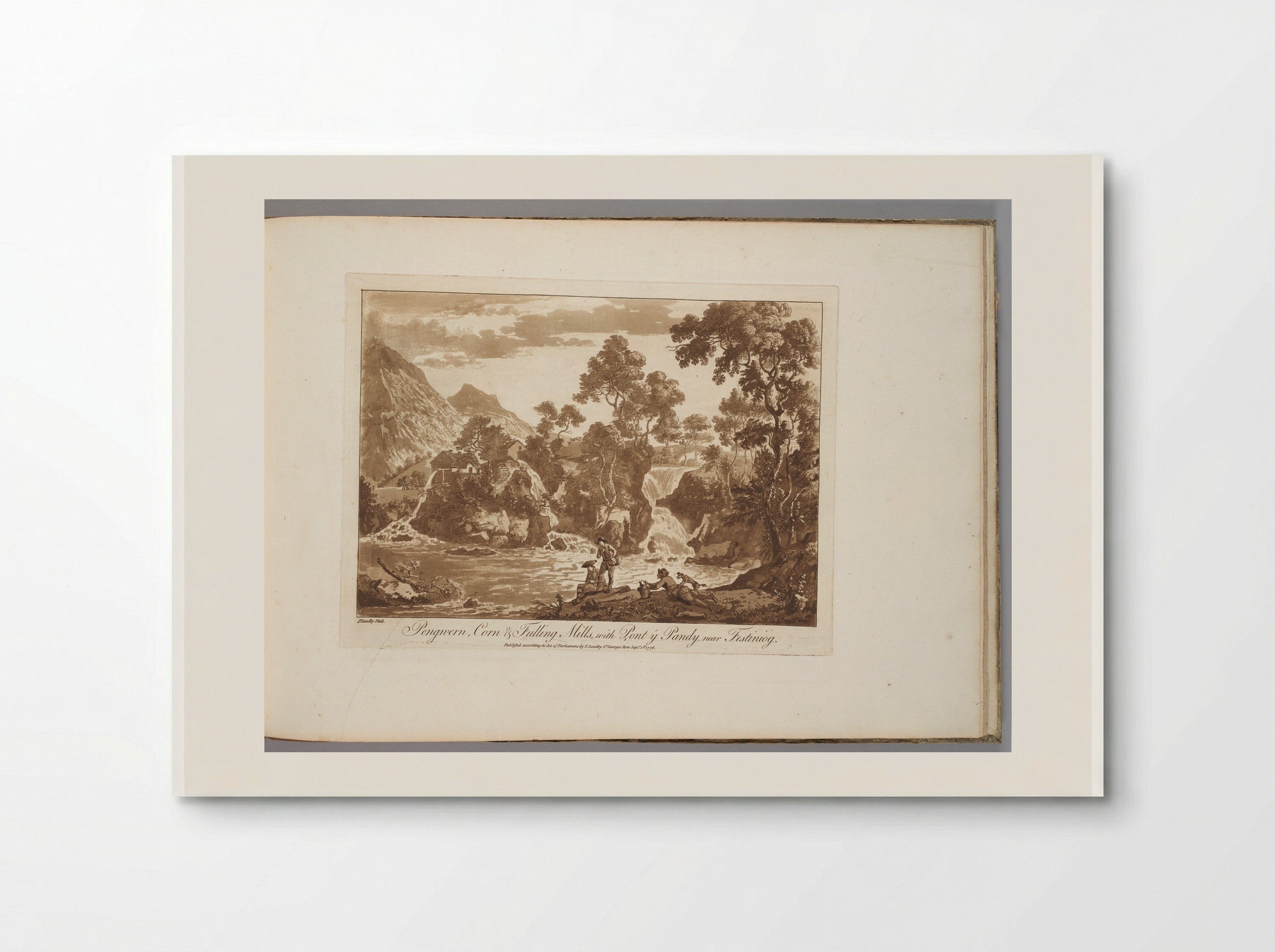 Pengwern, Corn & Fulling Mills, with Pont y Pandy, near Festiniog - Paul Sandby - Poster