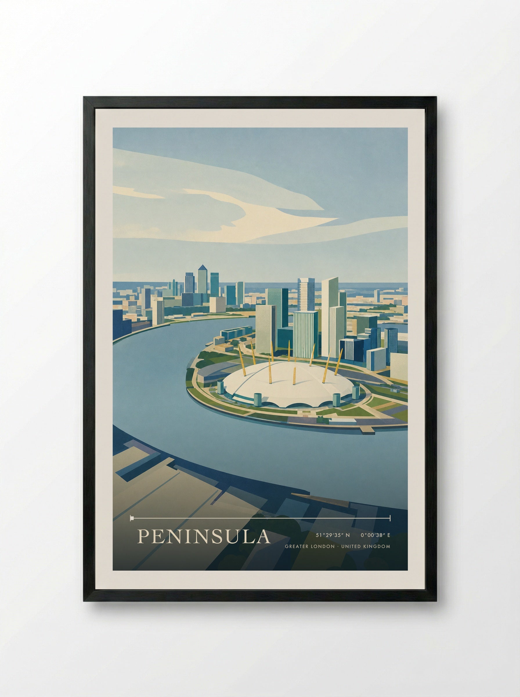 Peninsula Greater London United Kingdom Travel Poster - Framed Print Black
