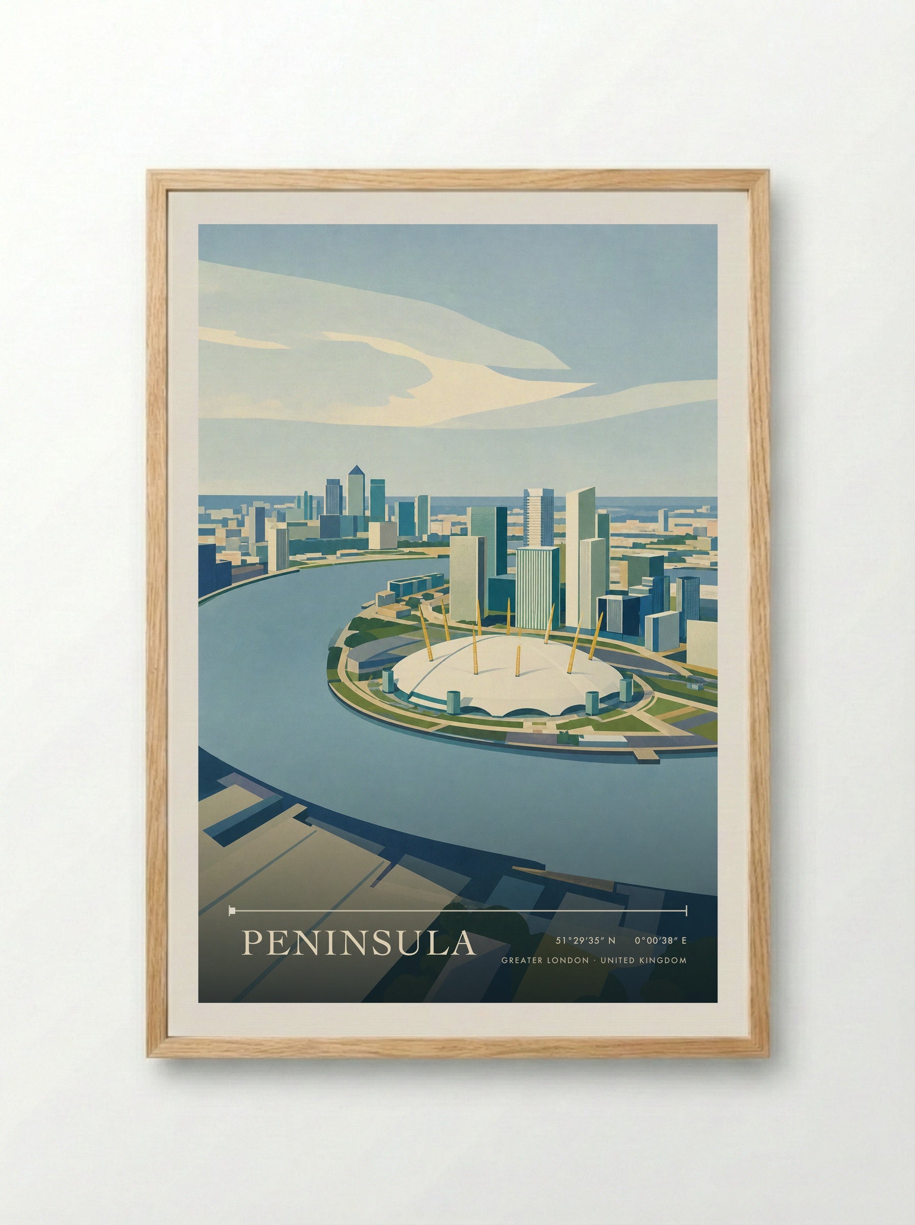 Peninsula Greater London United Kingdom Travel Poster - Framed Print Wood