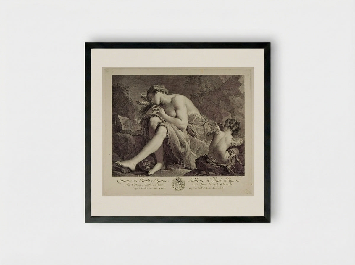 Penitent Magdalene - Jacques Nicolas Tardieu - Framed Print Black