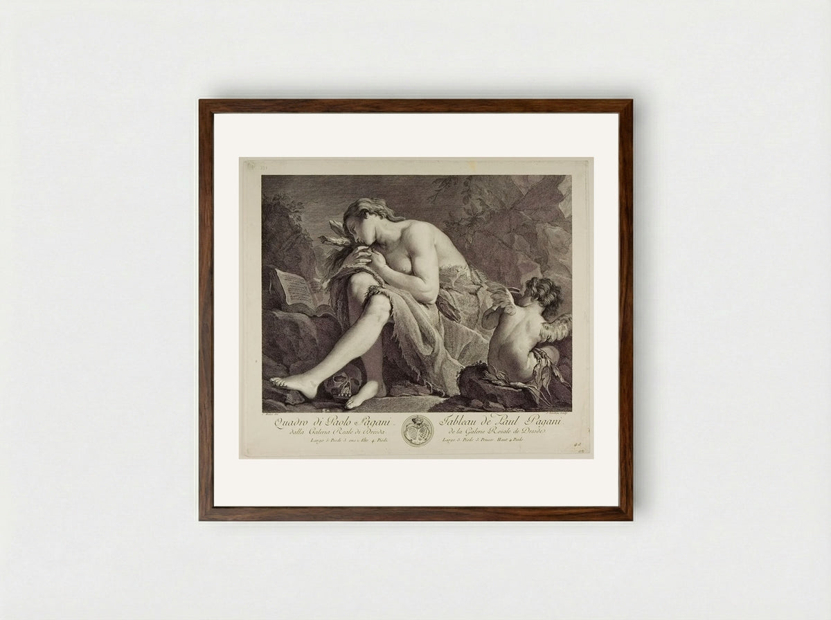 Penitent Magdalene - Jacques Nicolas Tardieu - Framed Print Dark Wood