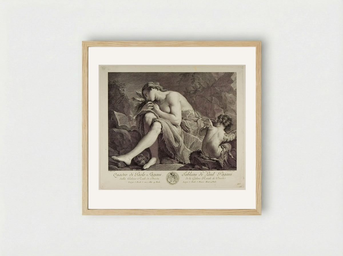 Penitent Magdalene - Jacques Nicolas Tardieu - Framed Print Wood