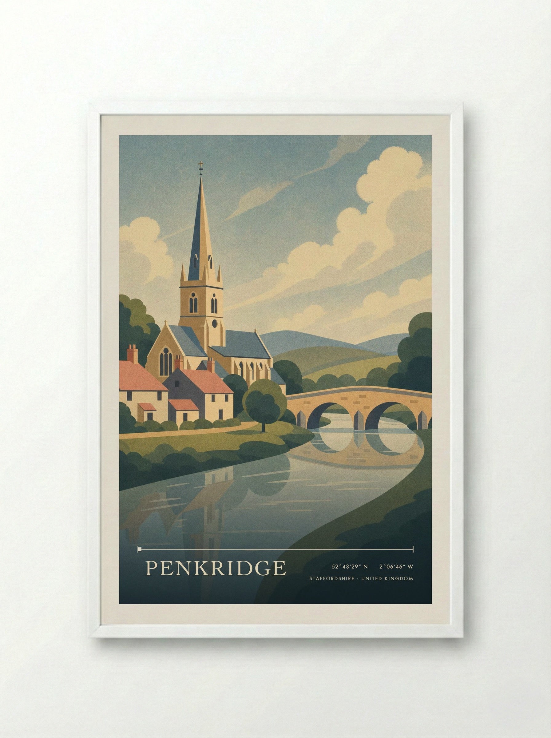 Penkridge Staffordshire United Kingdom Travel Poster - Framed Print White