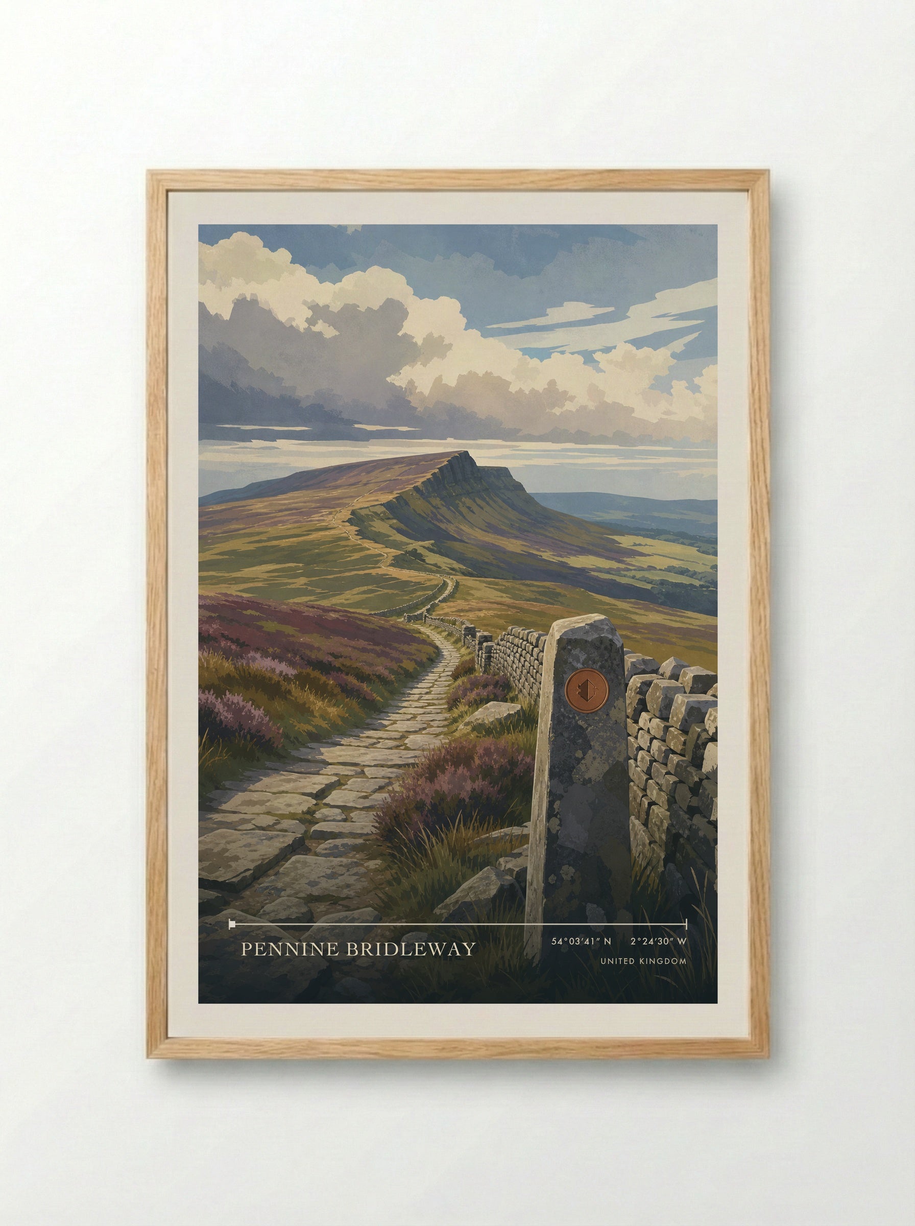 Pennine Bridleway United Kingdom Travel Poster - Framed Print Wood
