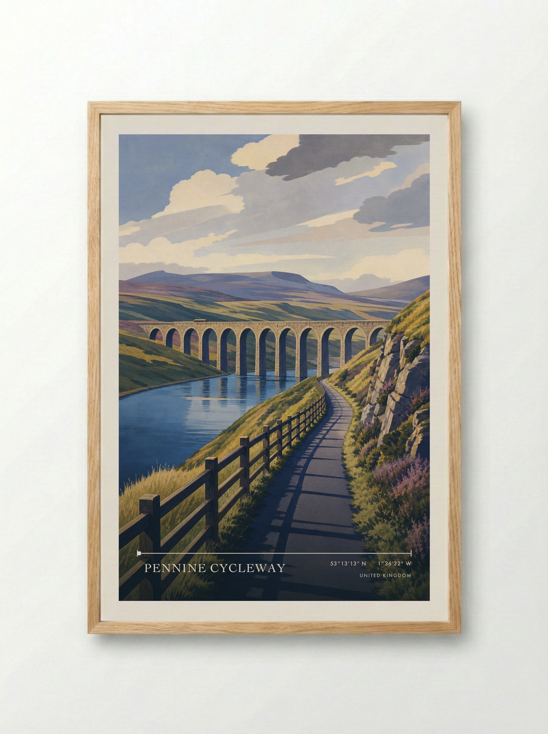 Pennine Cycleway United Kingdom Travel Poster - Framed Print Wood