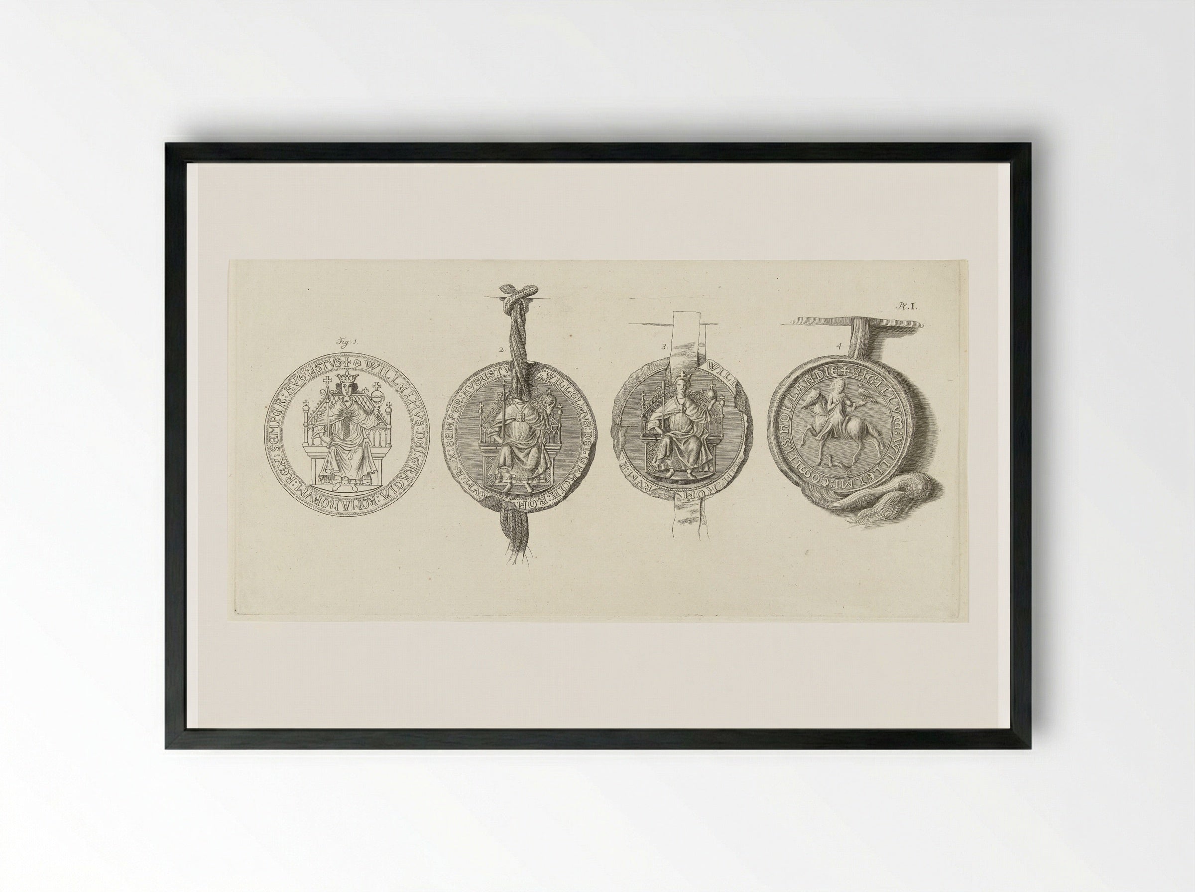 Penning en drie zegels met Willem II - Abraham Delfos - Framed Print Black