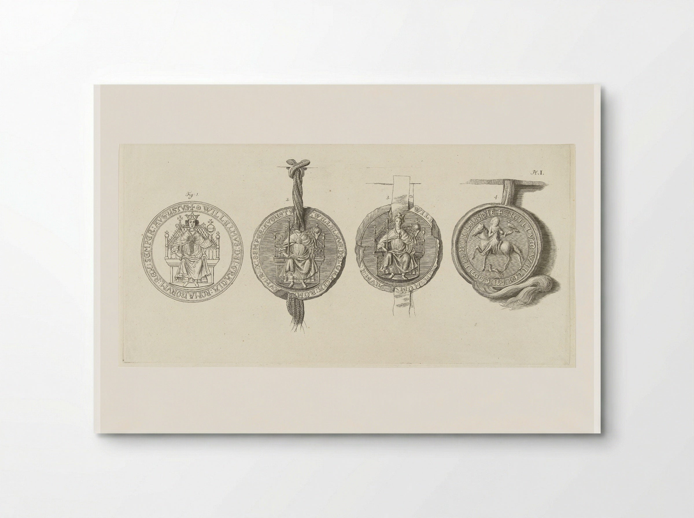 Penning en drie zegels met Willem II - Abraham Delfos - Poster