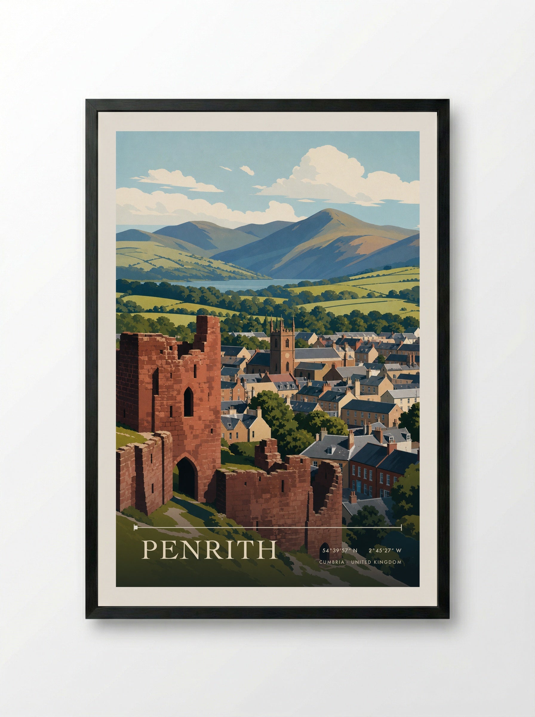 Penrith Cumbria United Kingdom Travel Poster - Framed Print Black