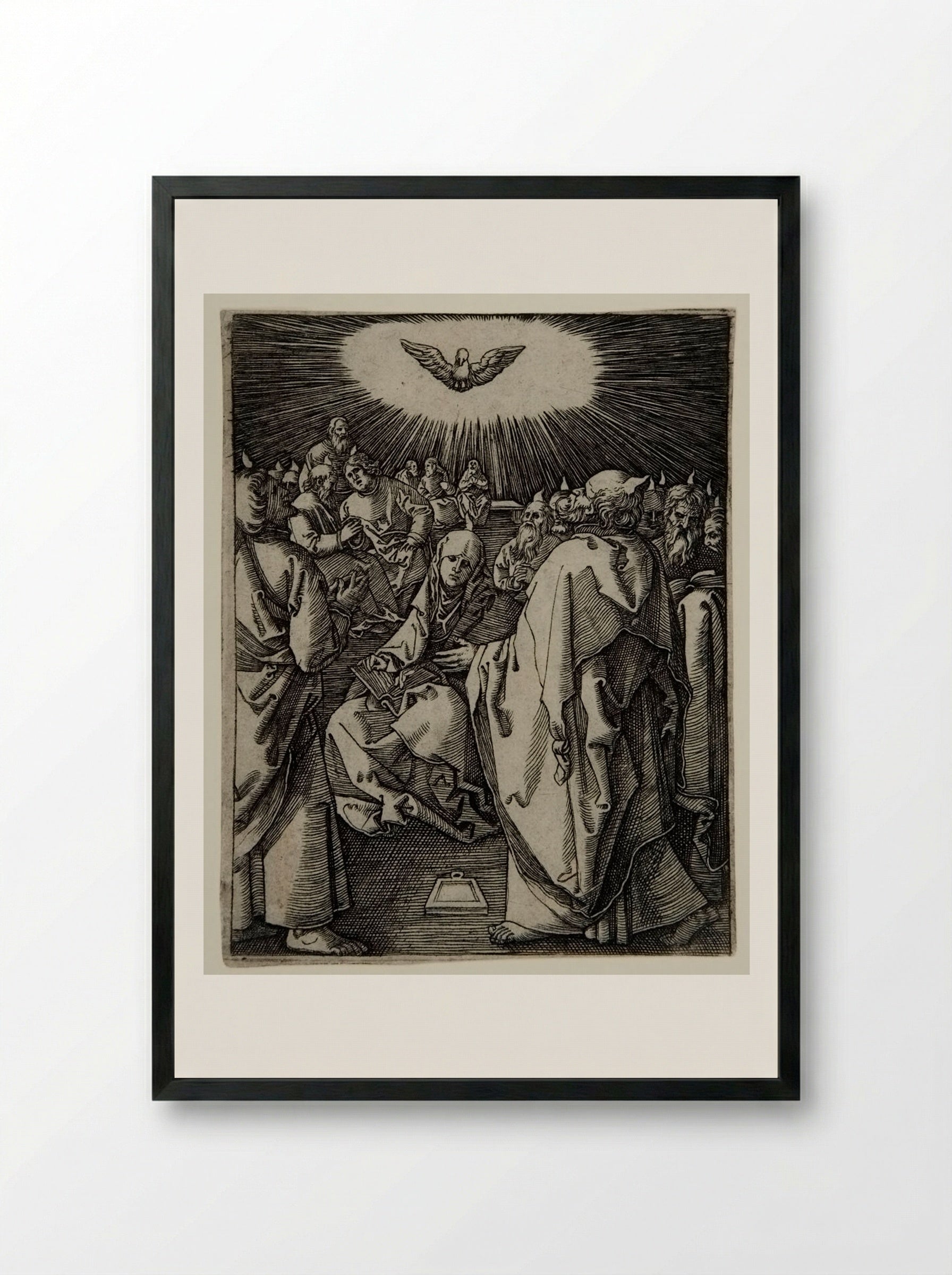 Pentecost - Marcantonio Raimondi - Framed Print Black