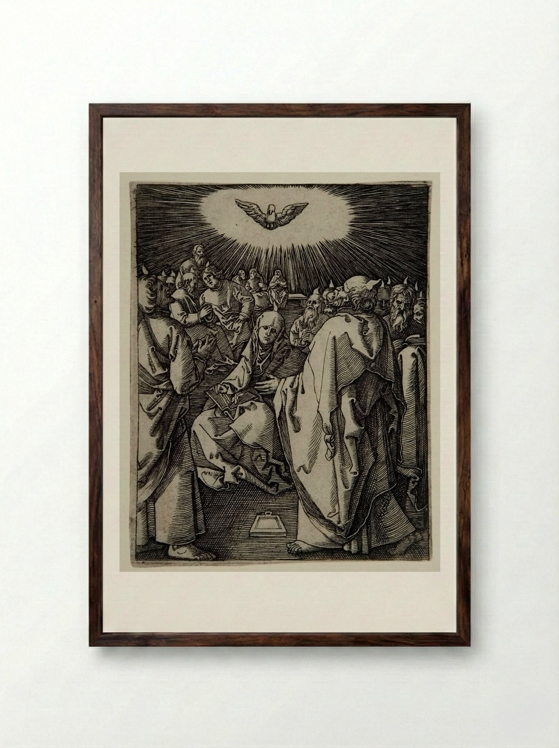 Pentecost - Marcantonio Raimondi - Framed Print Dark Wood