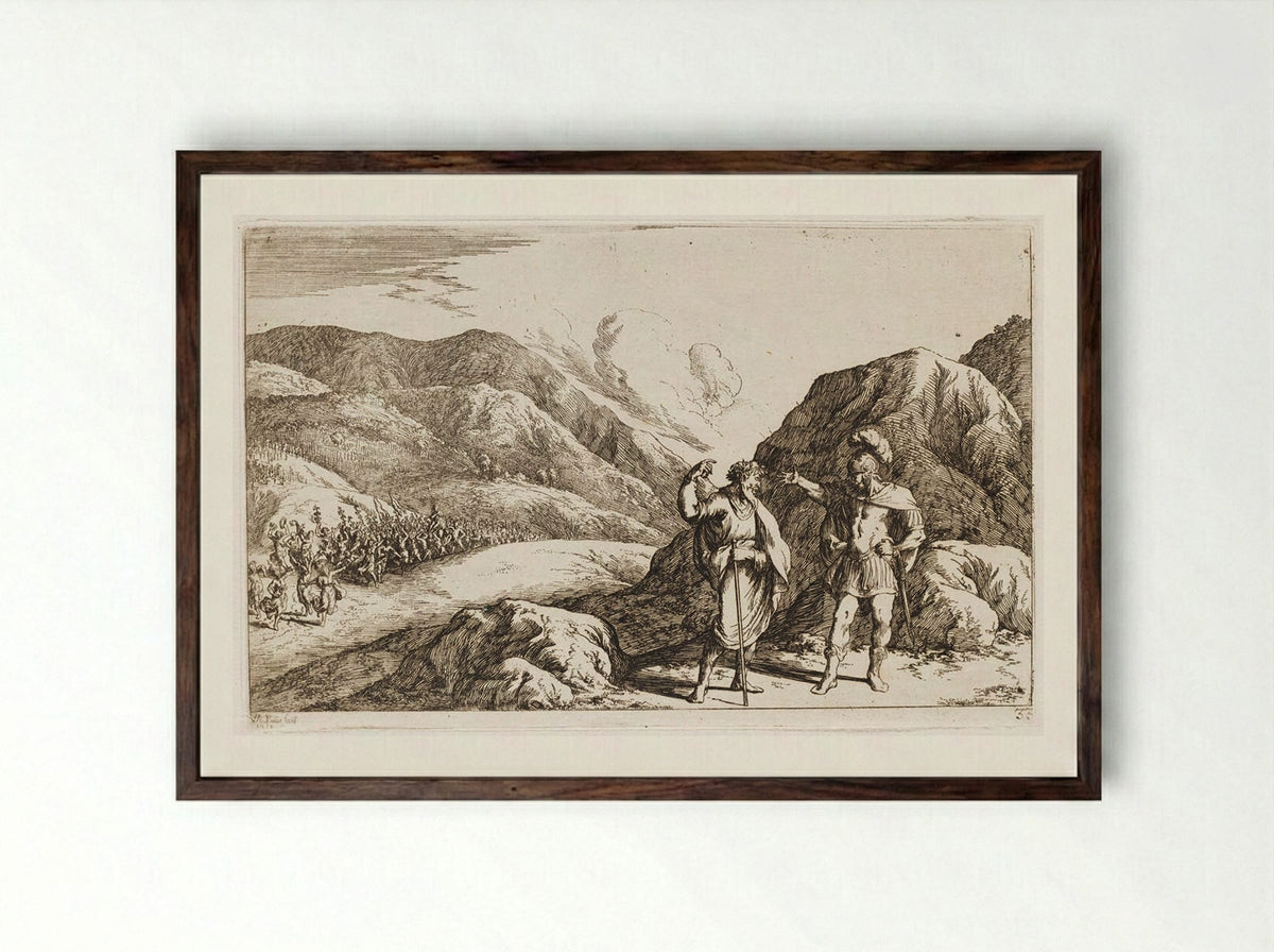 Pentheus Scorns the Prophecies of Tiresias - Johann Wilhelm Baur - Framed Print Dark Wood