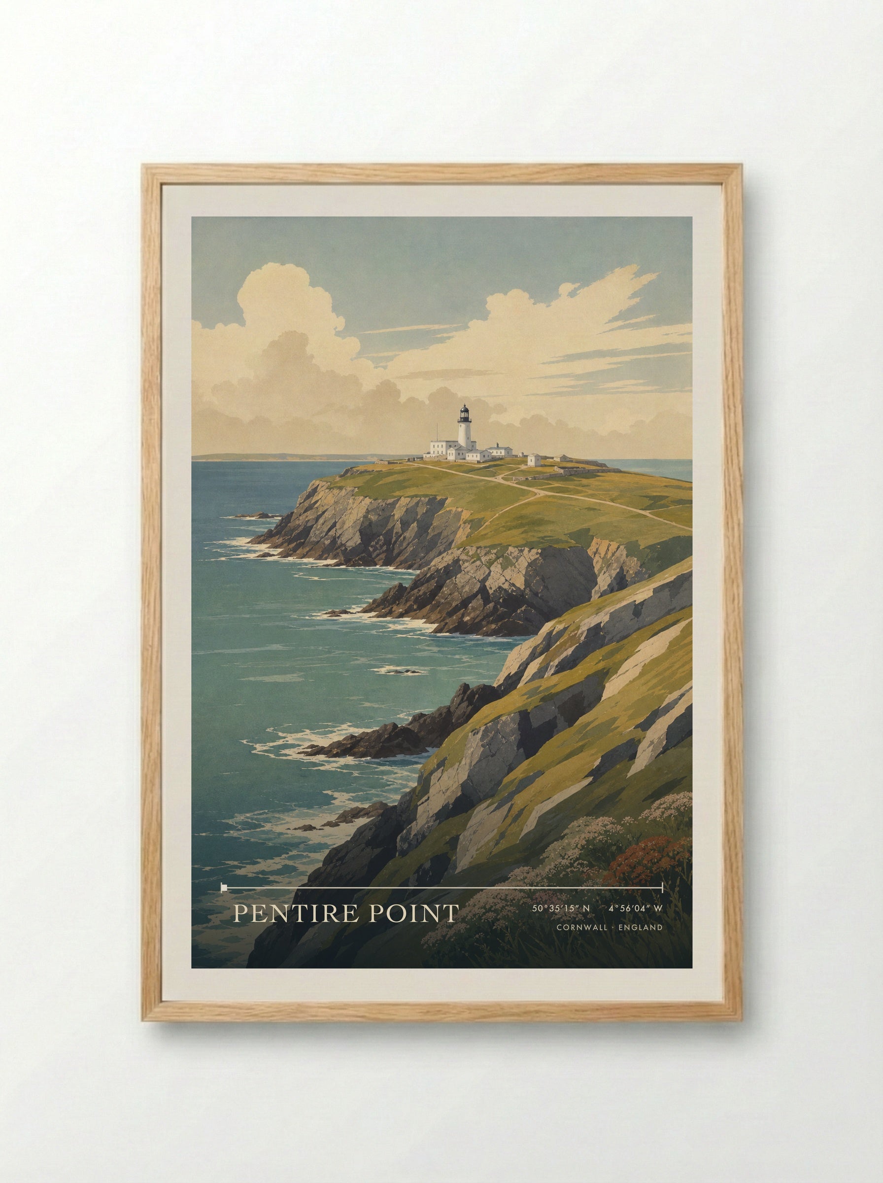 Pentire Point Cornwall England Travel Poster - Framed Print Wood