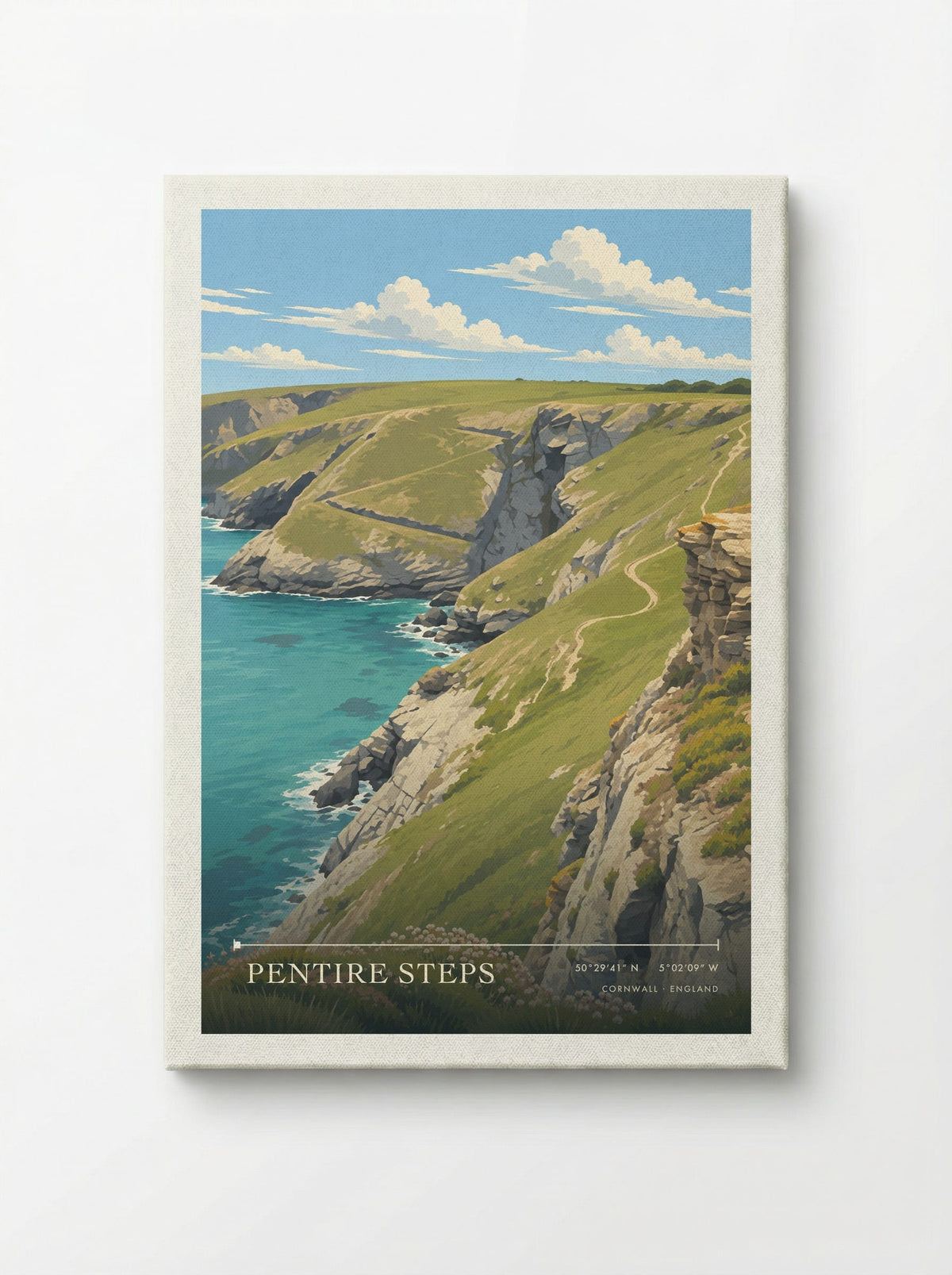 Pentire Steps, Cornwall | Travel Poster - Canvas