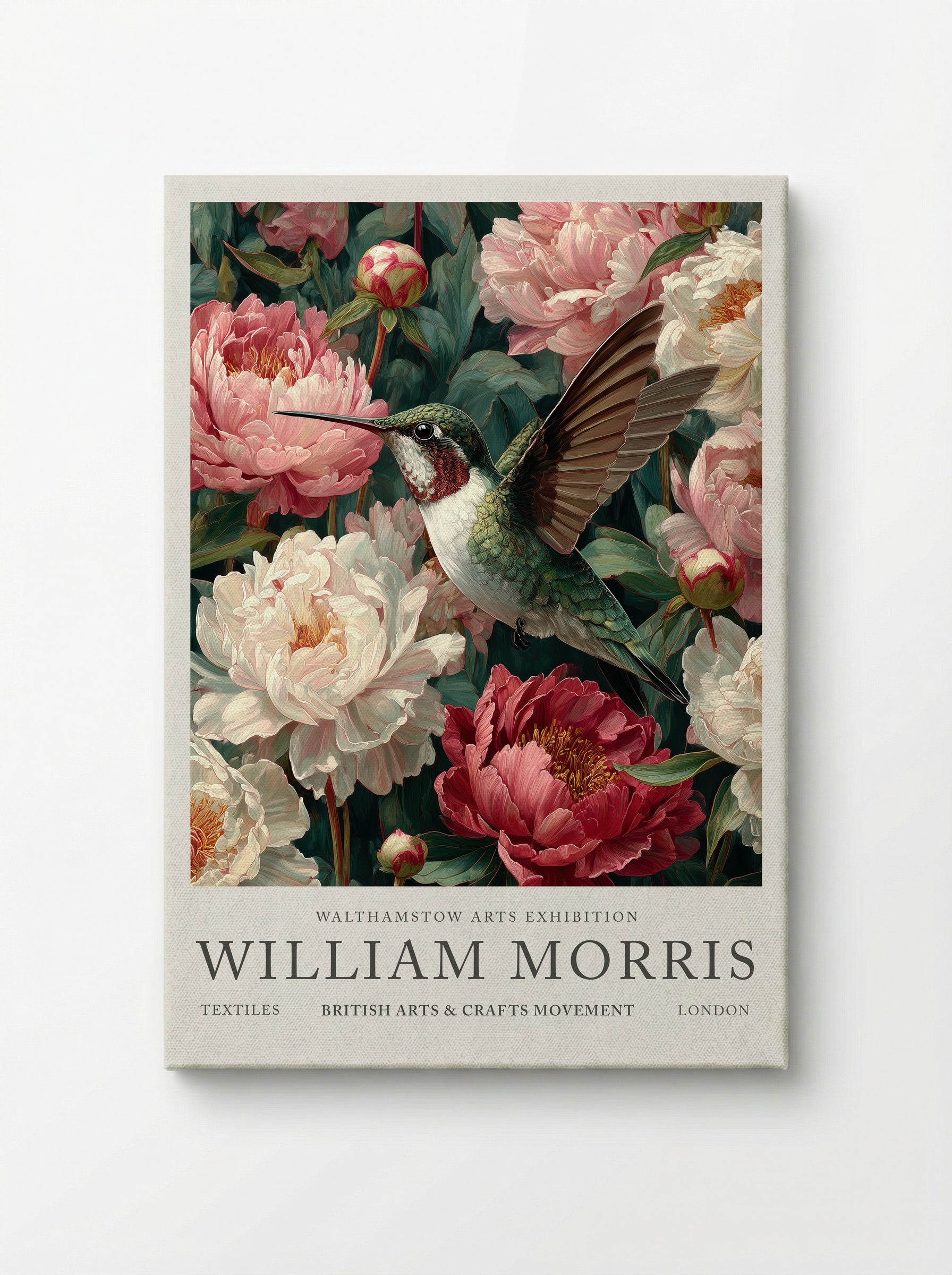 Peony Hummingbird Flight - William Morris - Canvas