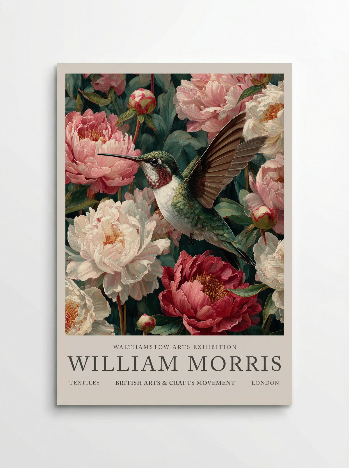 Peony Hummingbird Flight - William Morris - Poster