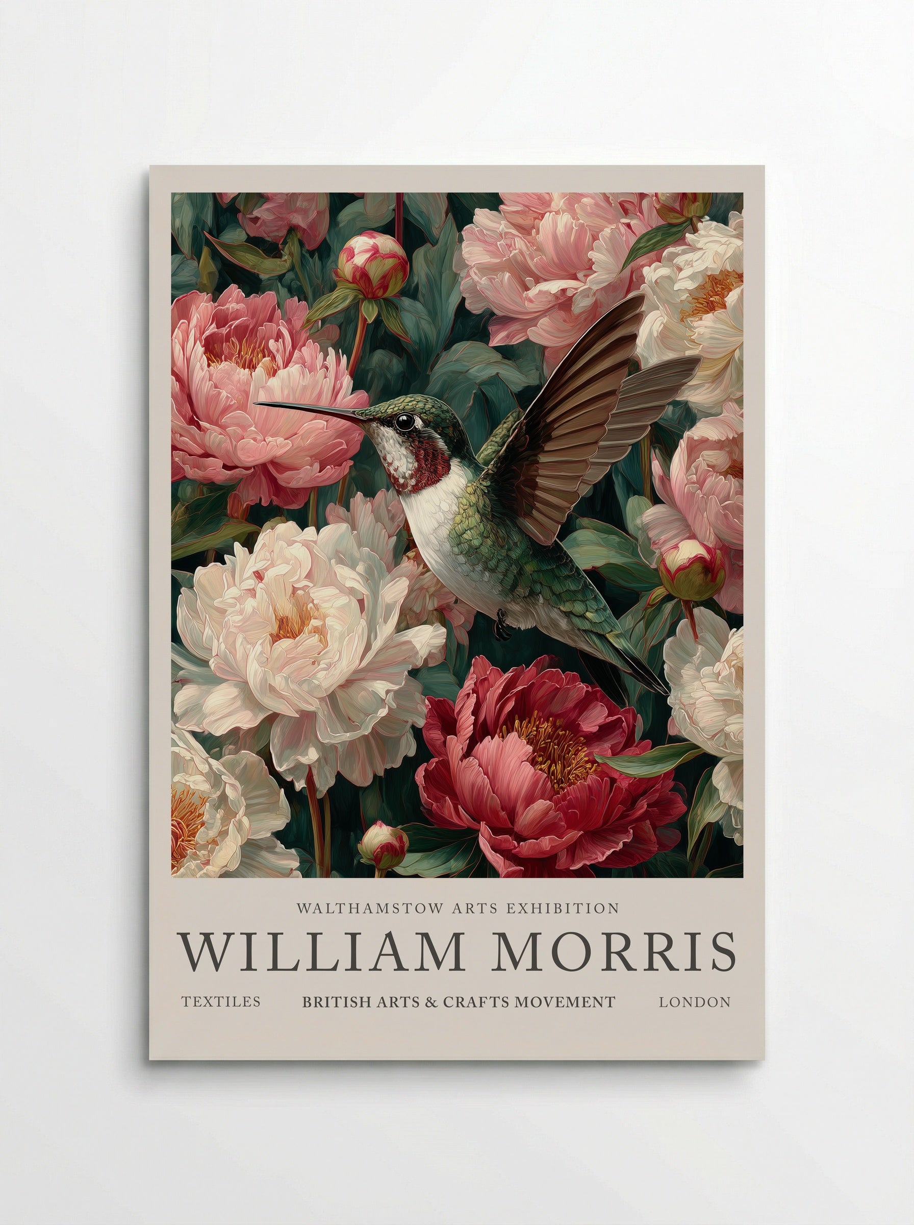 Peony Hummingbird Flight - William Morris - Poster