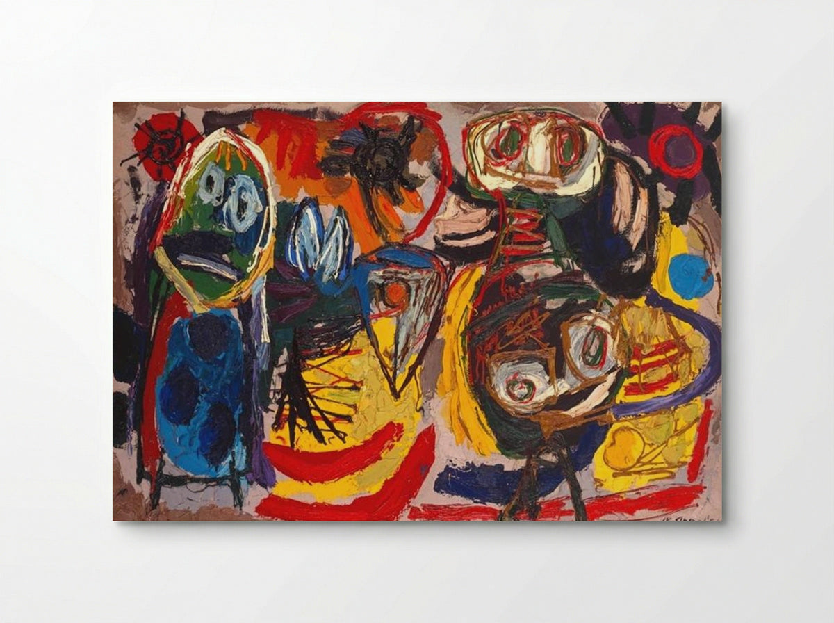 People, Birds and Sun - Karel Appel - Poster