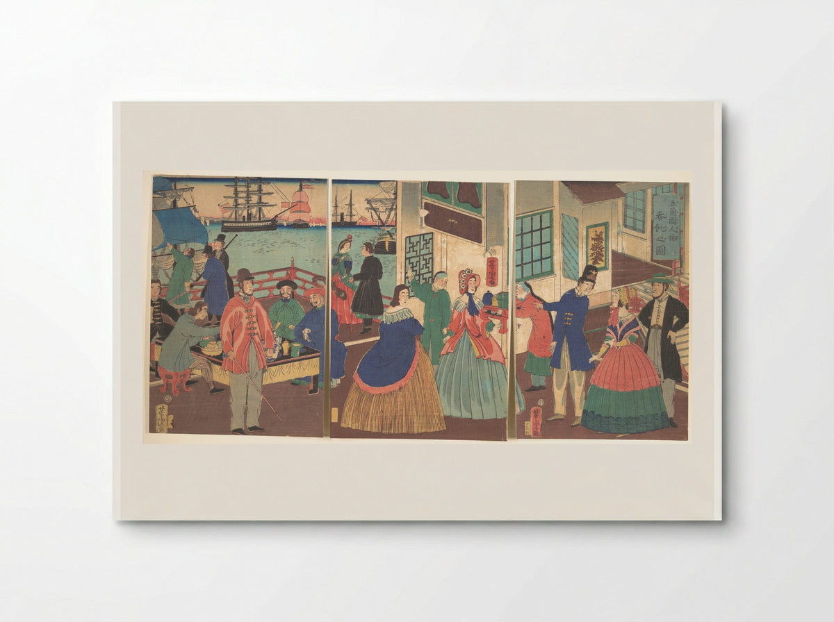 People of the Five Nations Drinking and Eating (Gokakoku jinbutsu dontaku no zu) - Utagawa Yoshitora - Poster