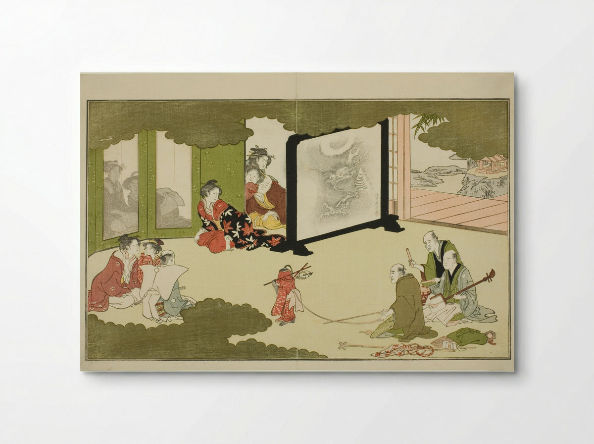 Performance of a Trained Monkey - Kitagawa Utamaro - Poster