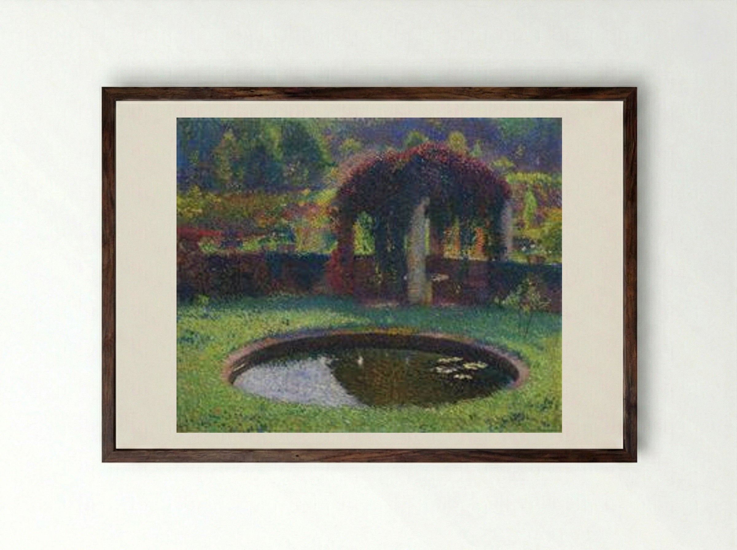 Pergola in the South West Park - Henri Martin - Framed Print Dark Wood