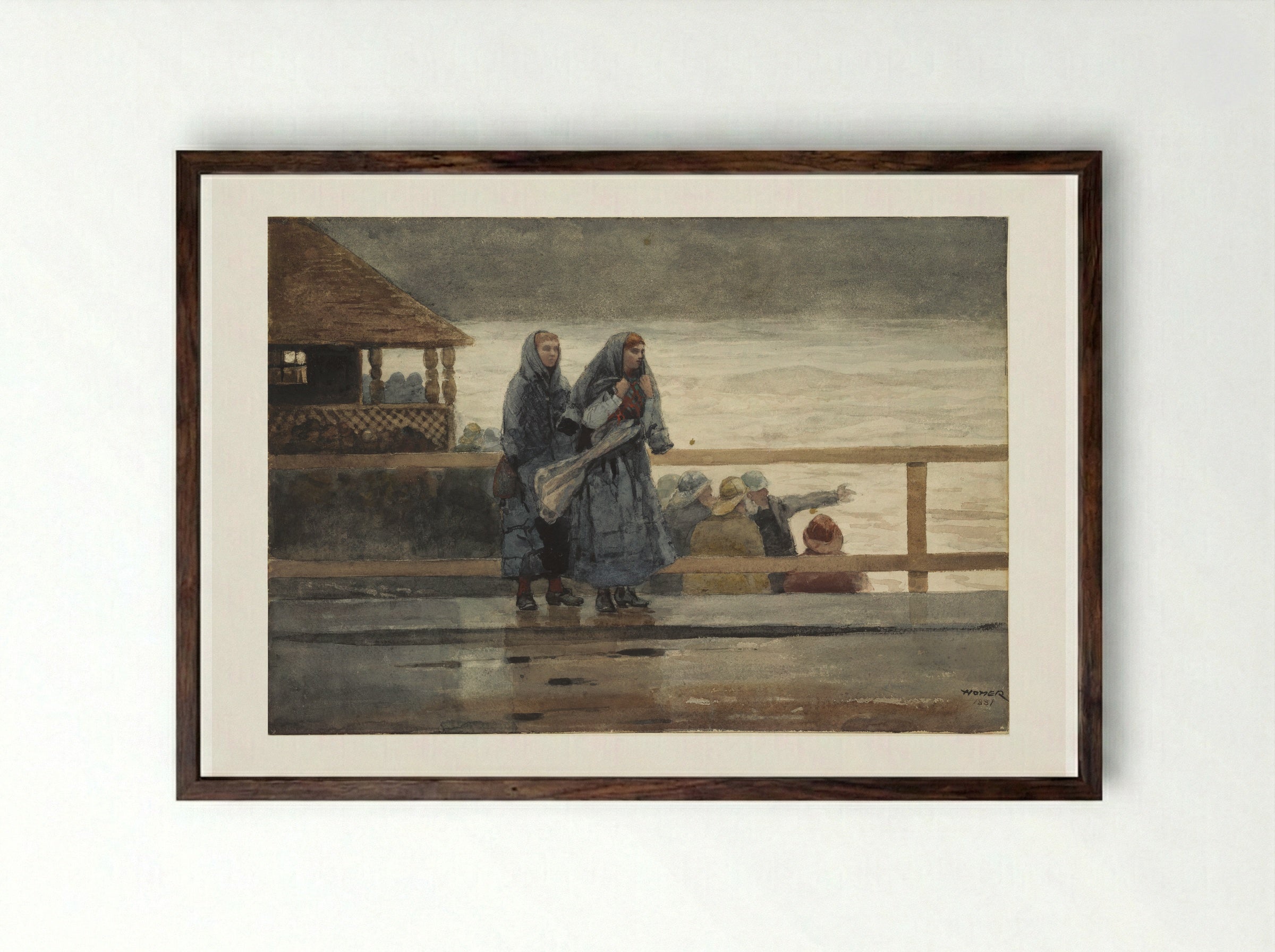 Perils of the Sea - Winslow Homer - Framed Print Dark Wood