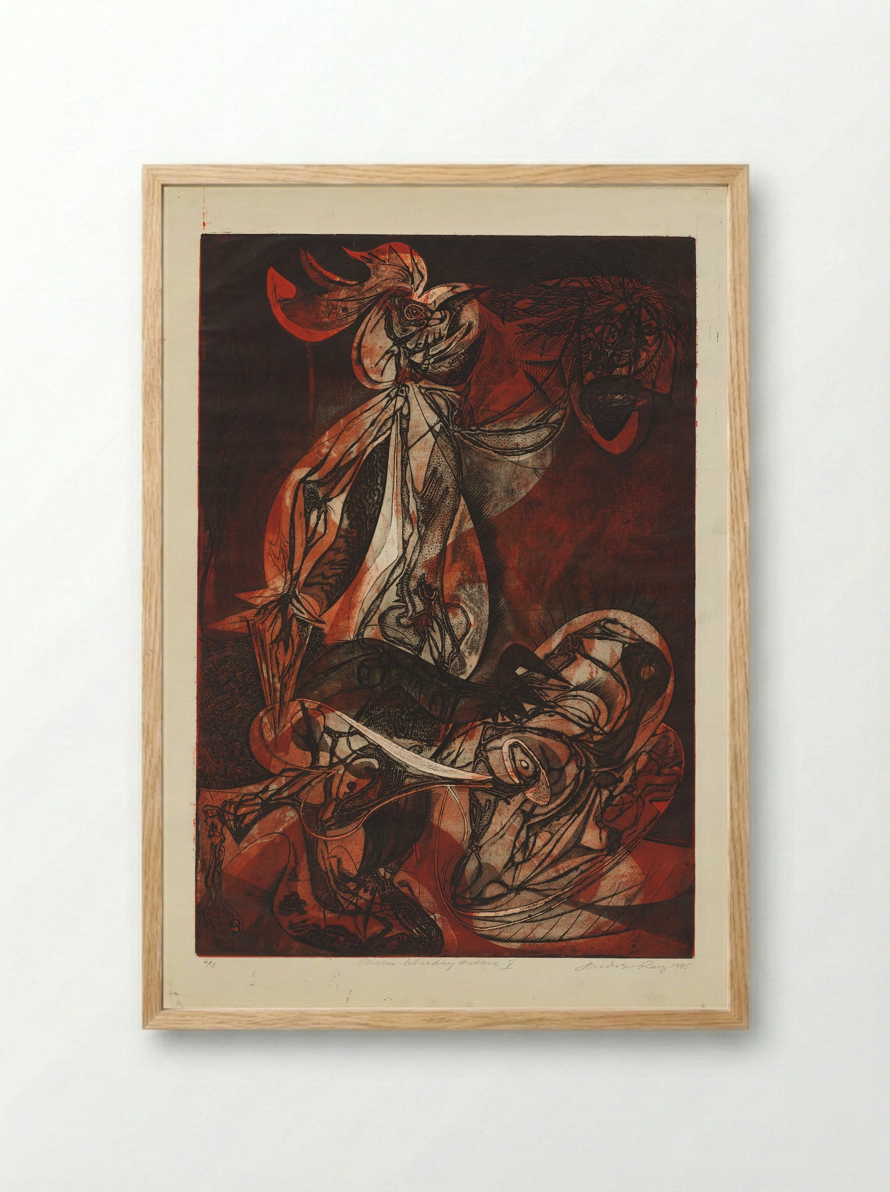 Perseus Beheading Medusa V - André Racz - Framed Print Wood
