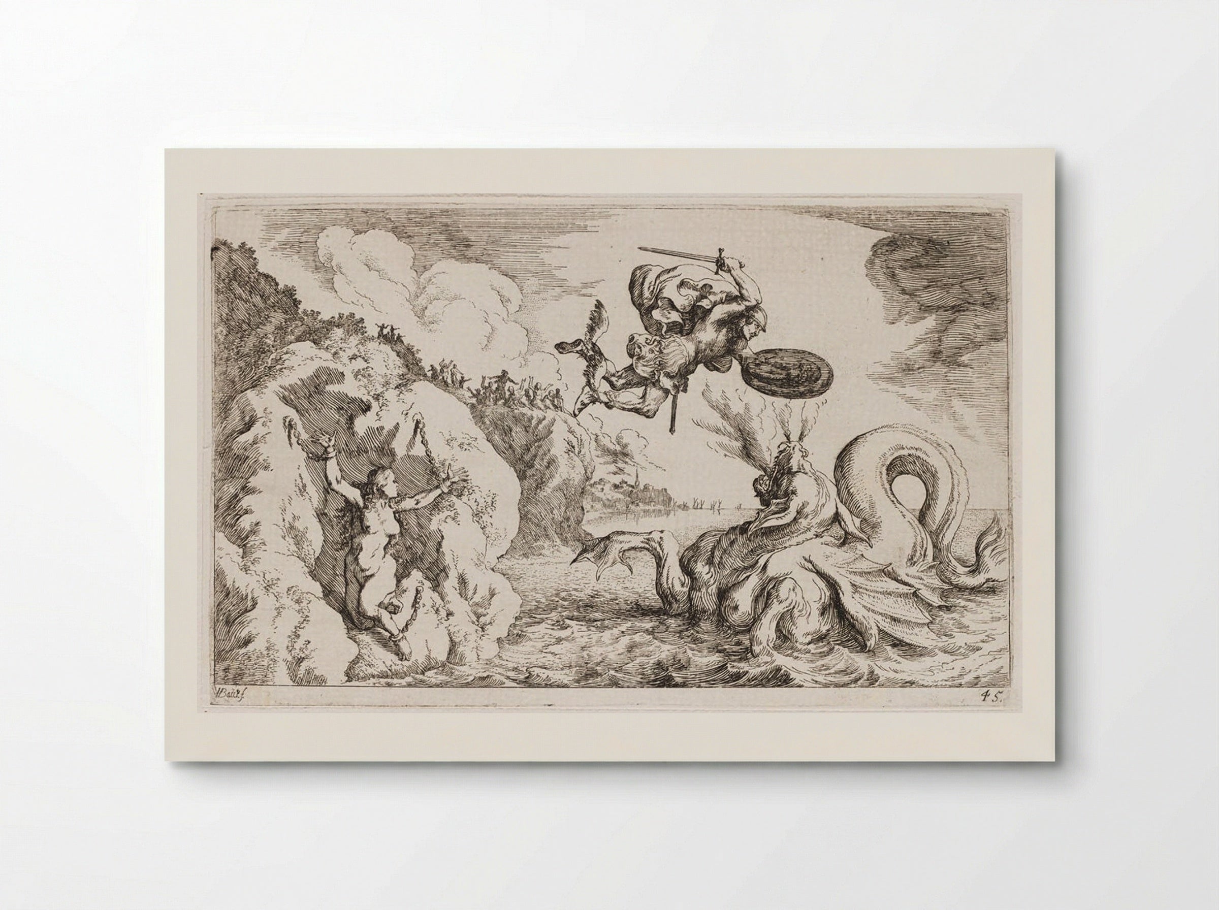 Perseus Delivers Andromeda from the Sea Monster - Johann Wilhelm Baur - Poster