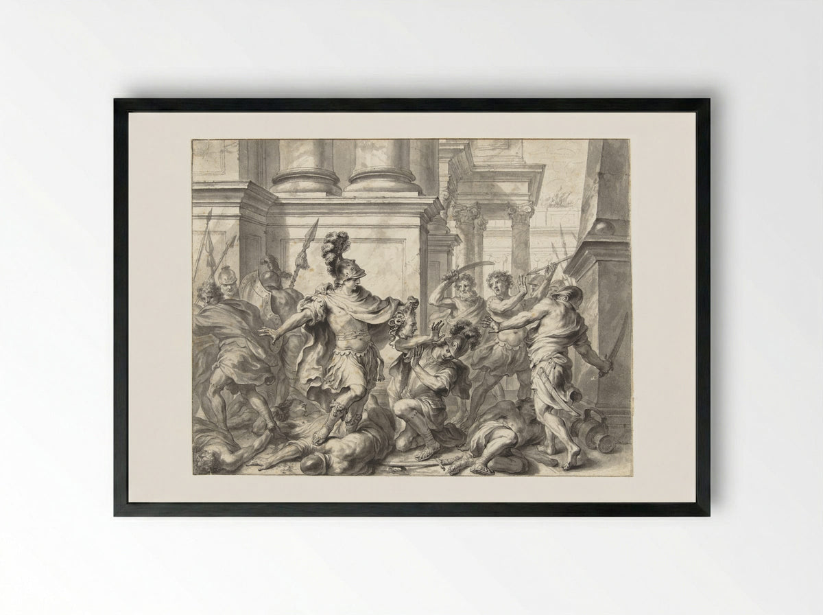 Perseus Showing the Head of Medusa - Godfried Maes - Framed Print Black
