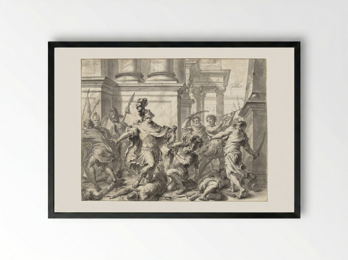 Perseus Showing the Head of Medusa - Godfried Maes - Framed Print Black