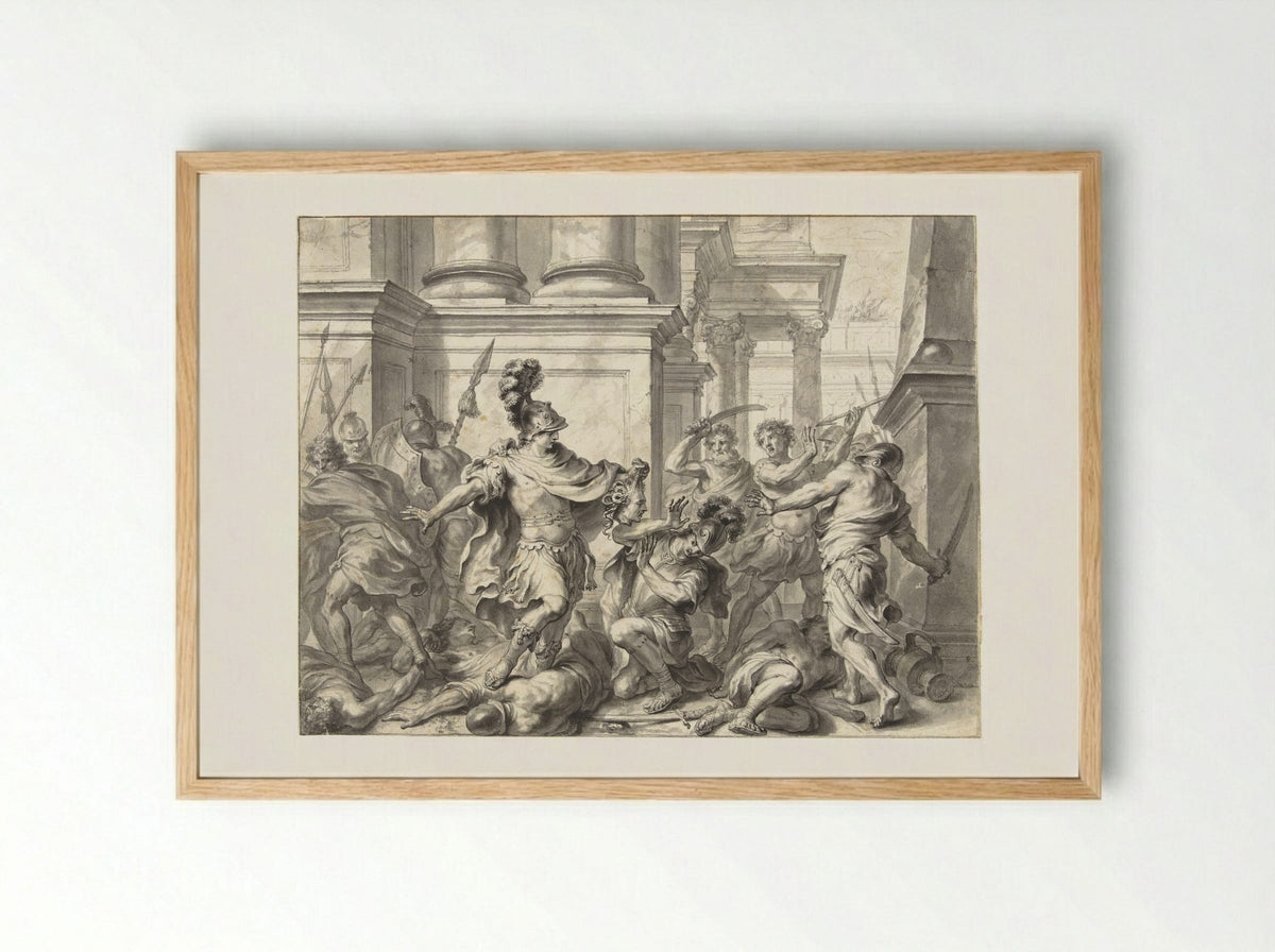 Perseus Showing the Head of Medusa - Godfried Maes - Framed Print Wood