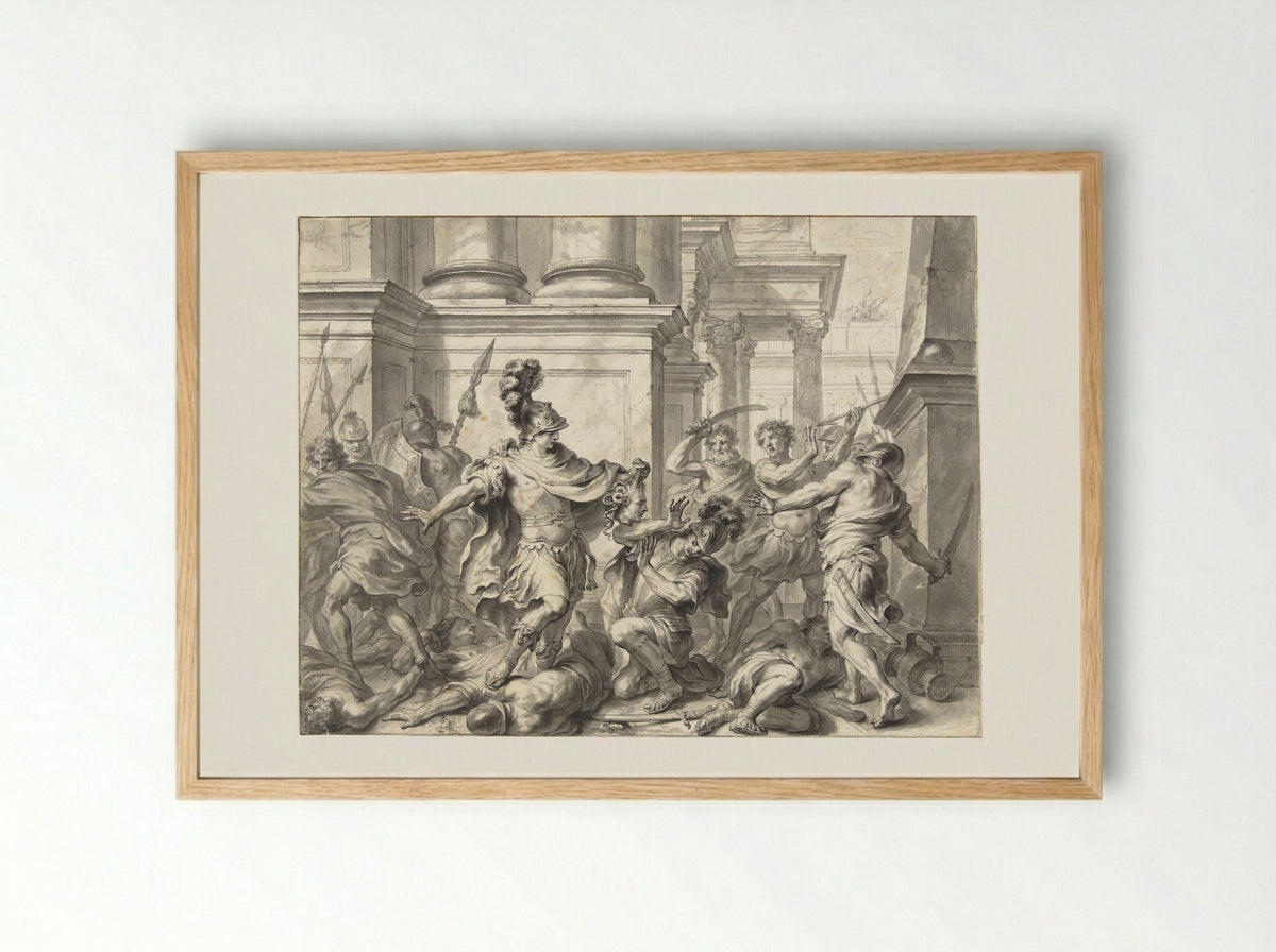 Perseus Showing the Head of Medusa - Godfried Maes - Framed Print Wood