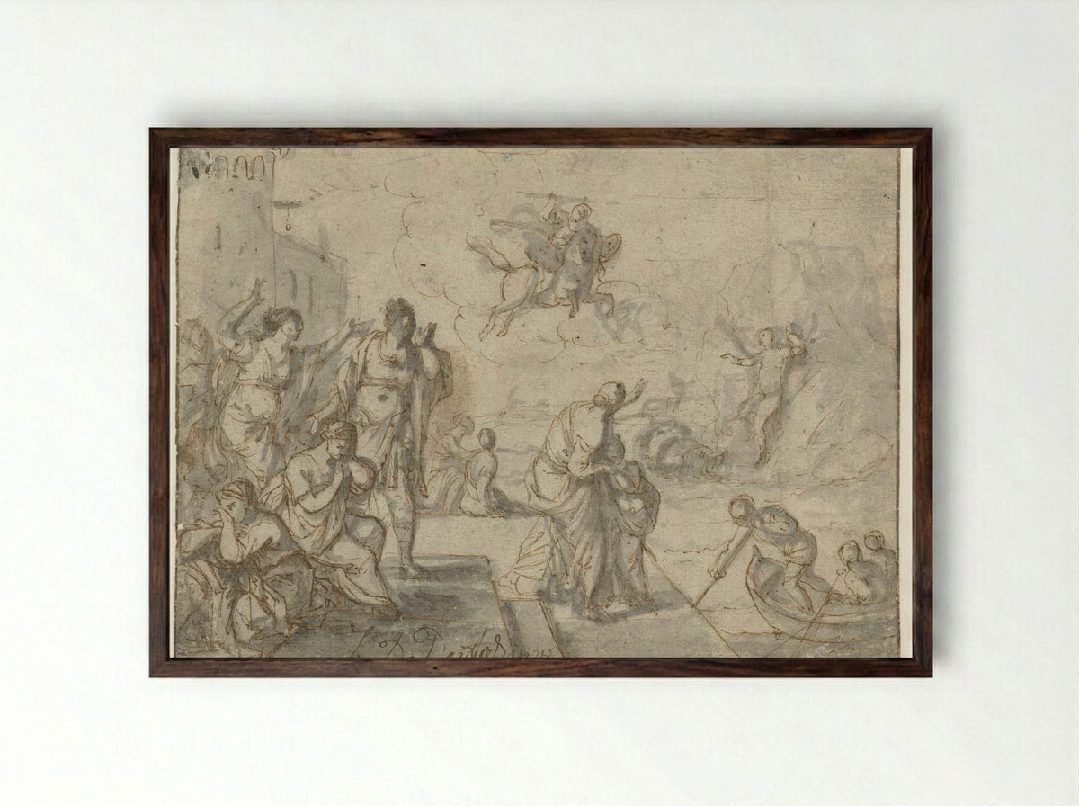 Perseus and Andromeda - Louis de Deyster - Framed Print Dark Wood