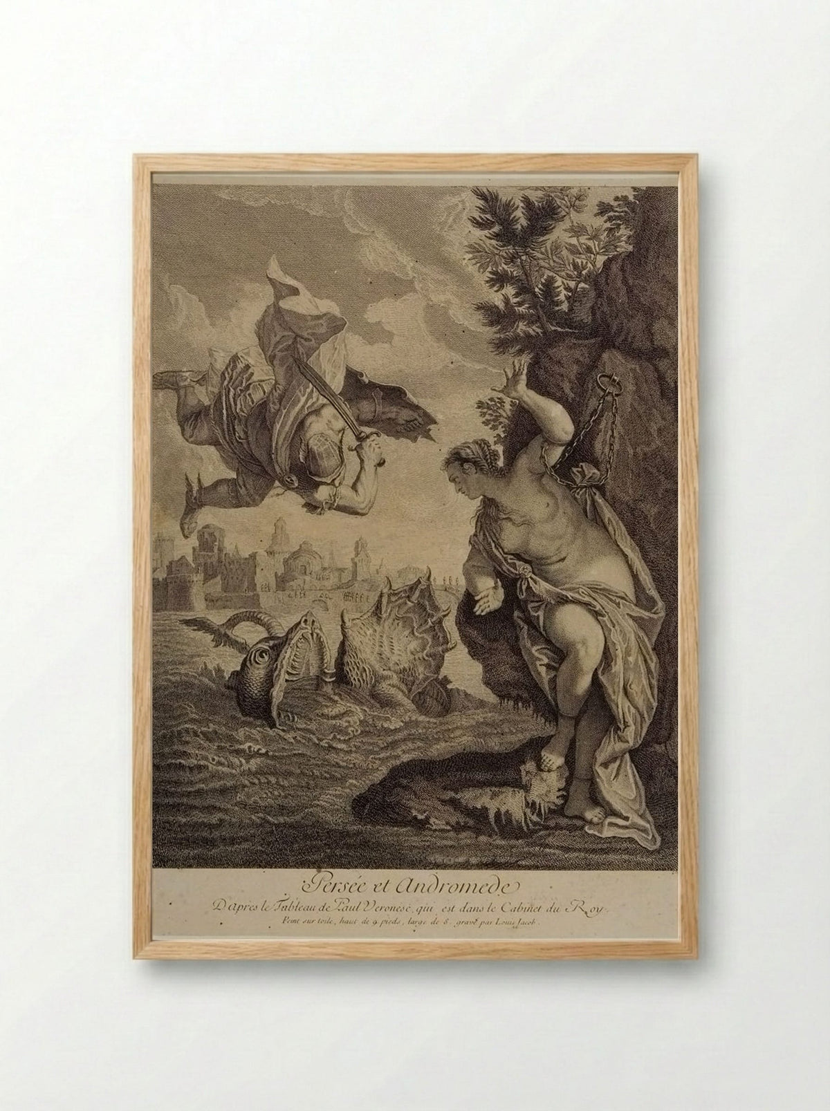 Perseus and Andromeda - Louis Jacob - Framed Print Wood
