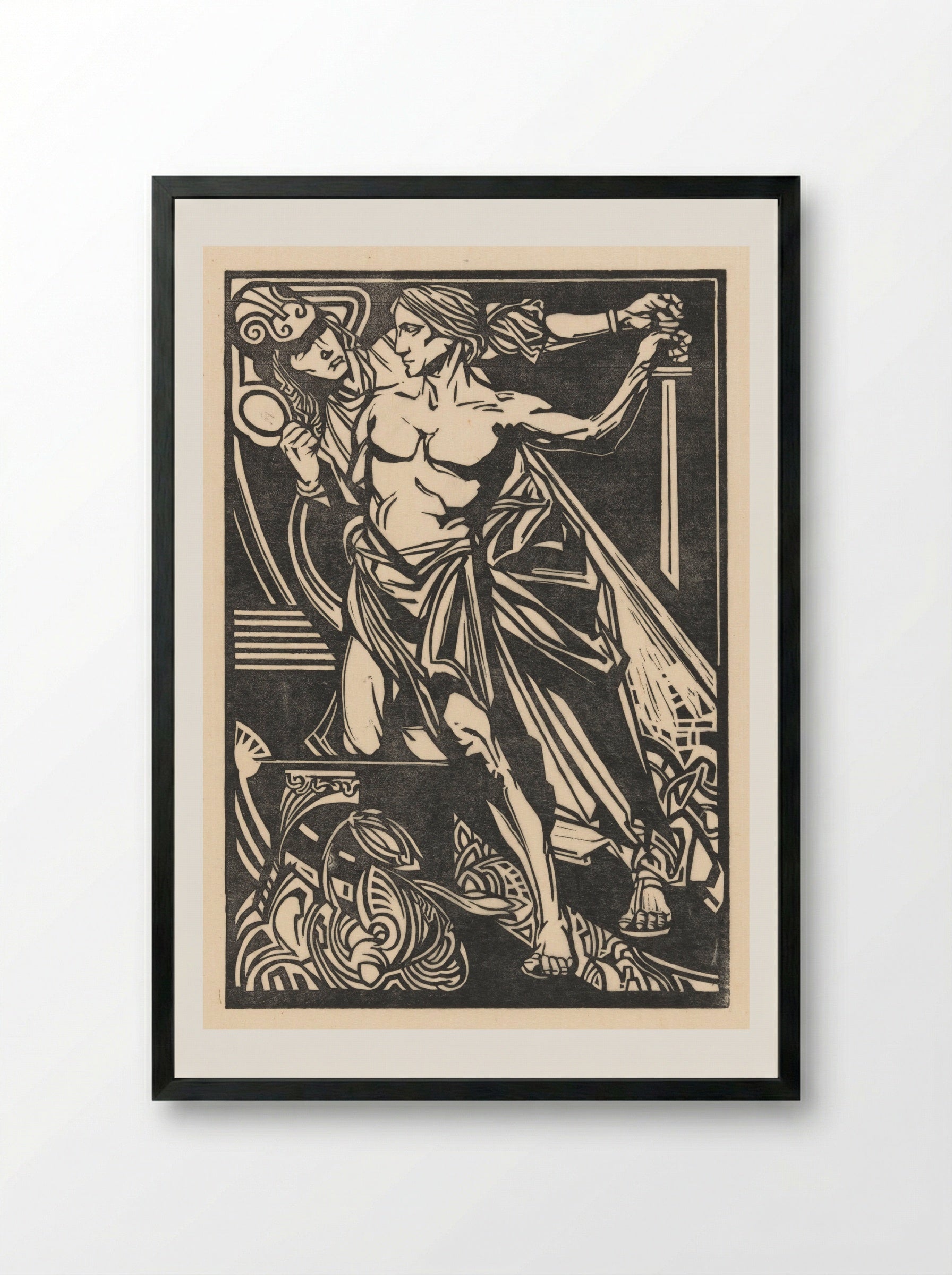 Perseus and Minerva - Johannes Josephus Aarts - Framed Print Black