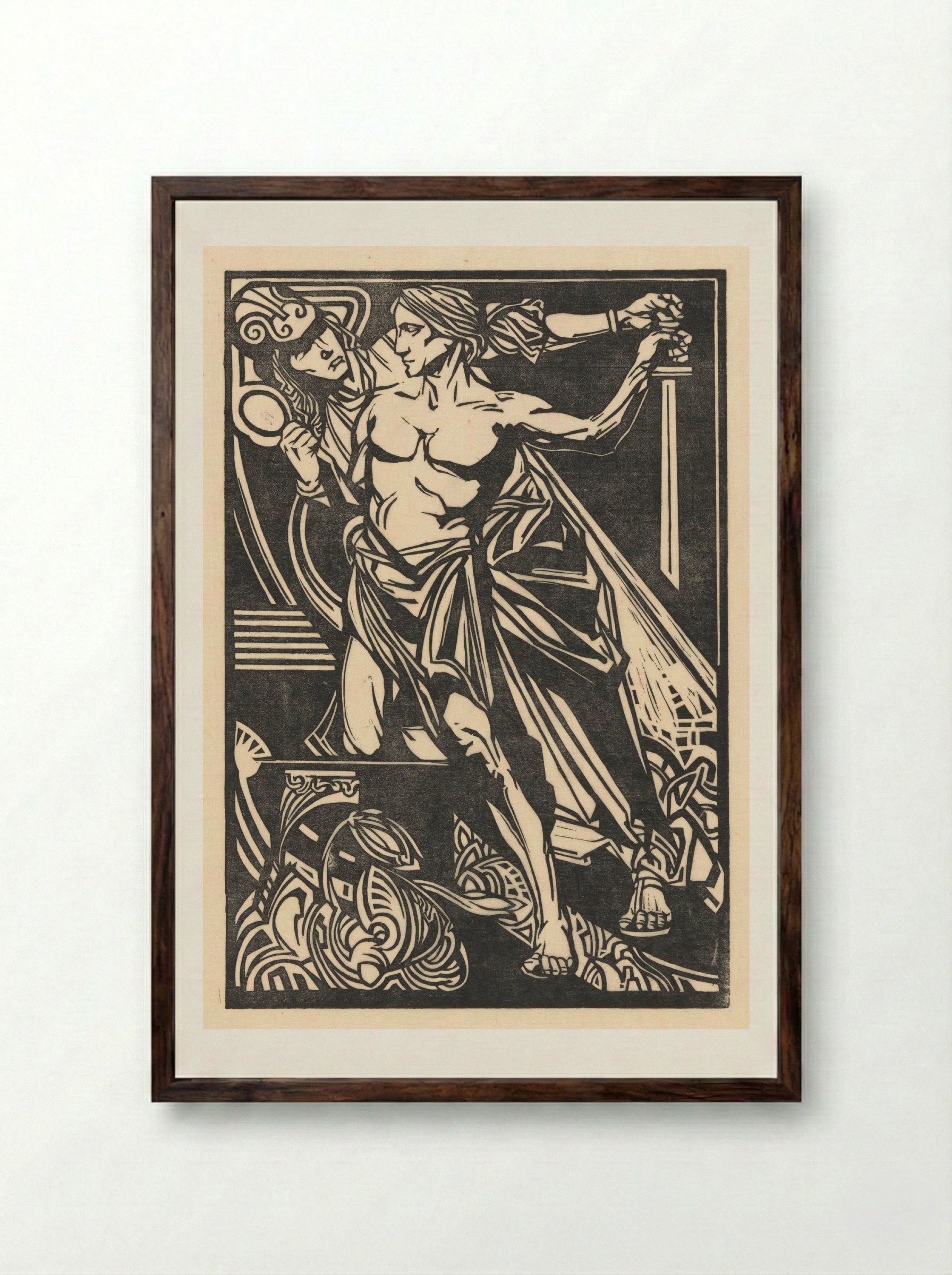 Perseus and Minerva - Johannes Josephus Aarts - Framed Print Dark Wood