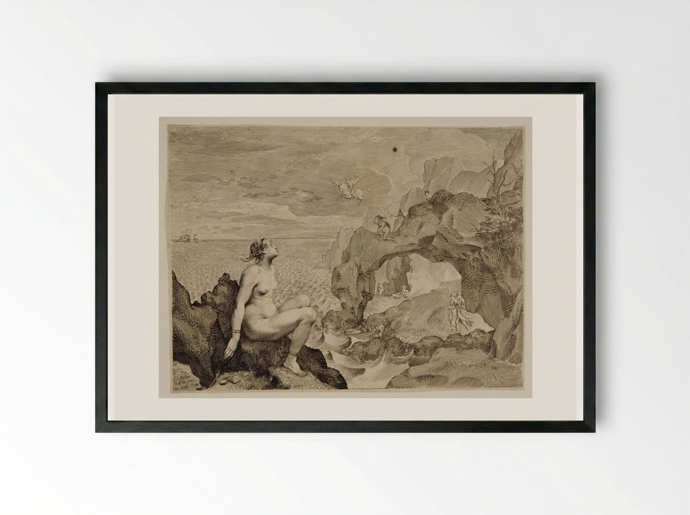 Perseus delivering Andromeda - Claude Mellan - Framed Print Black