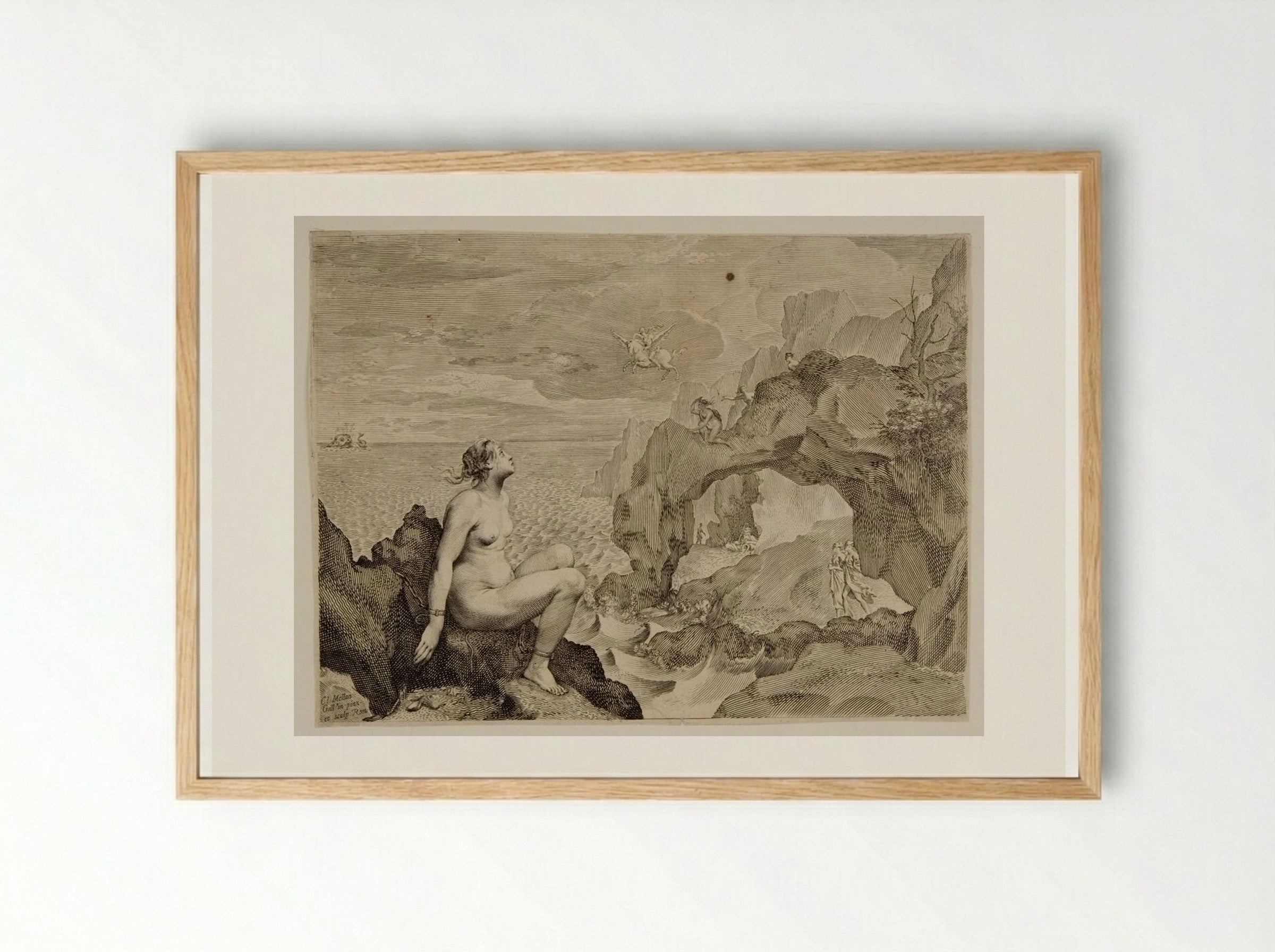 Perseus delivering Andromeda - Claude Mellan - Framed Print Wood