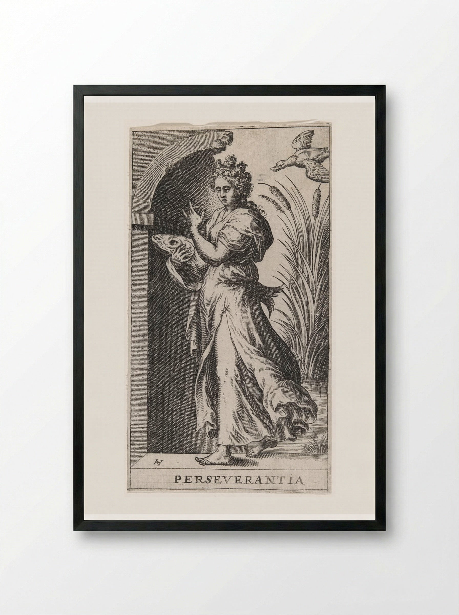 Perseverantia - Hans Collaert the Elder - Framed Print Black