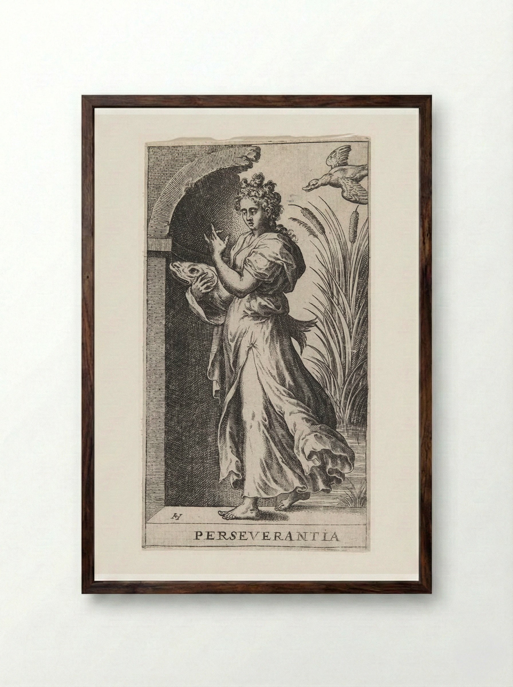 Perseverantia - Hans Collaert the Elder - Framed Print Dark Wood