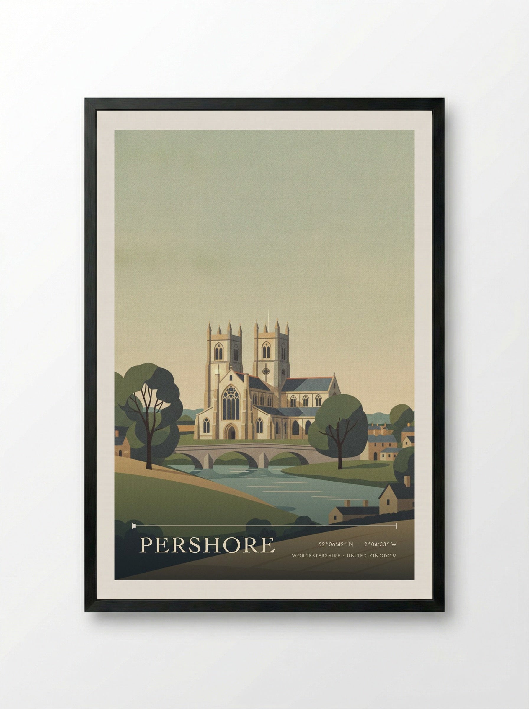 Pershore Worcestershire United Kingdom Travel Poster - Framed Print Black