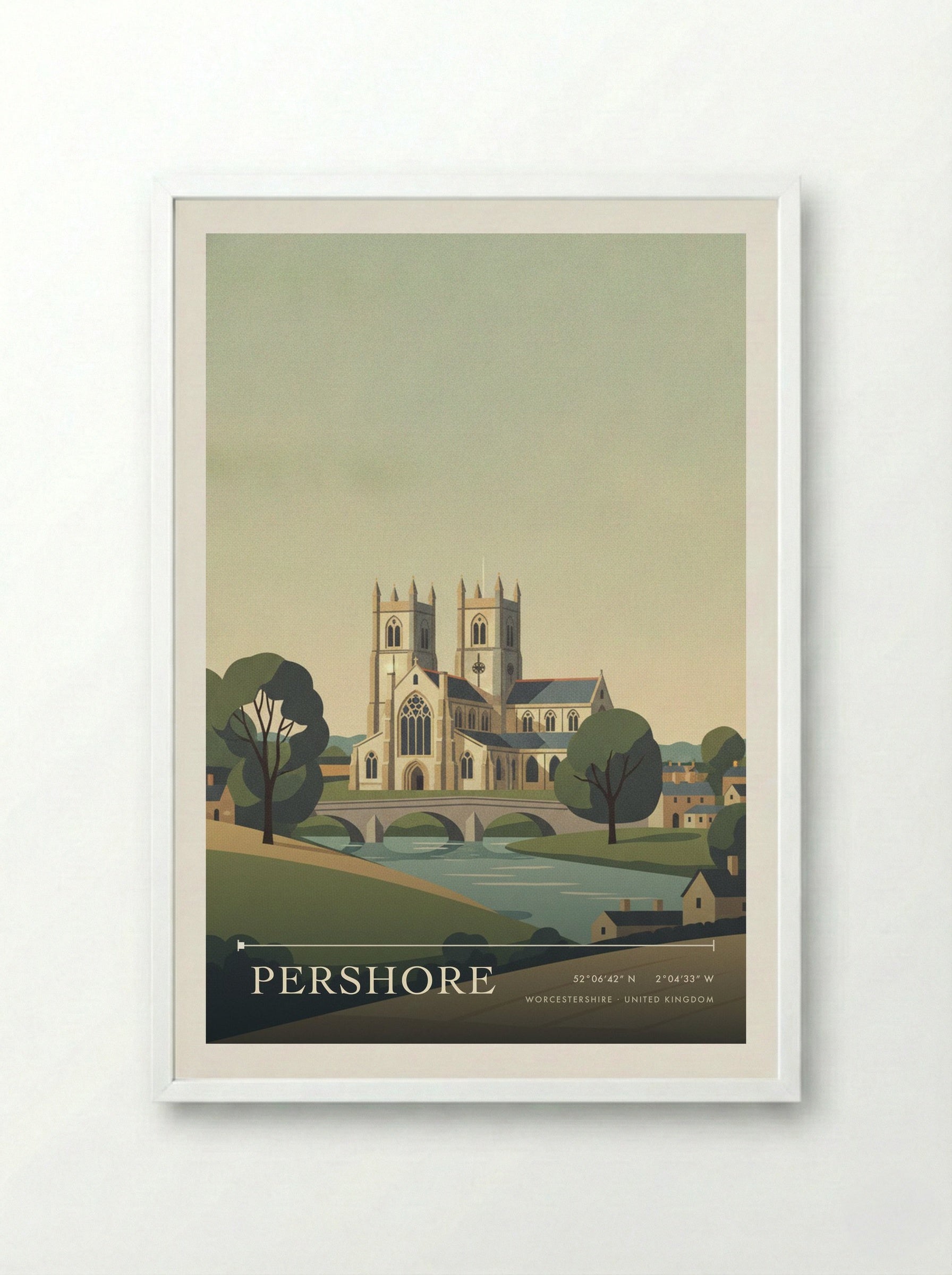 Pershore Worcestershire United Kingdom Travel Poster - Framed Print White