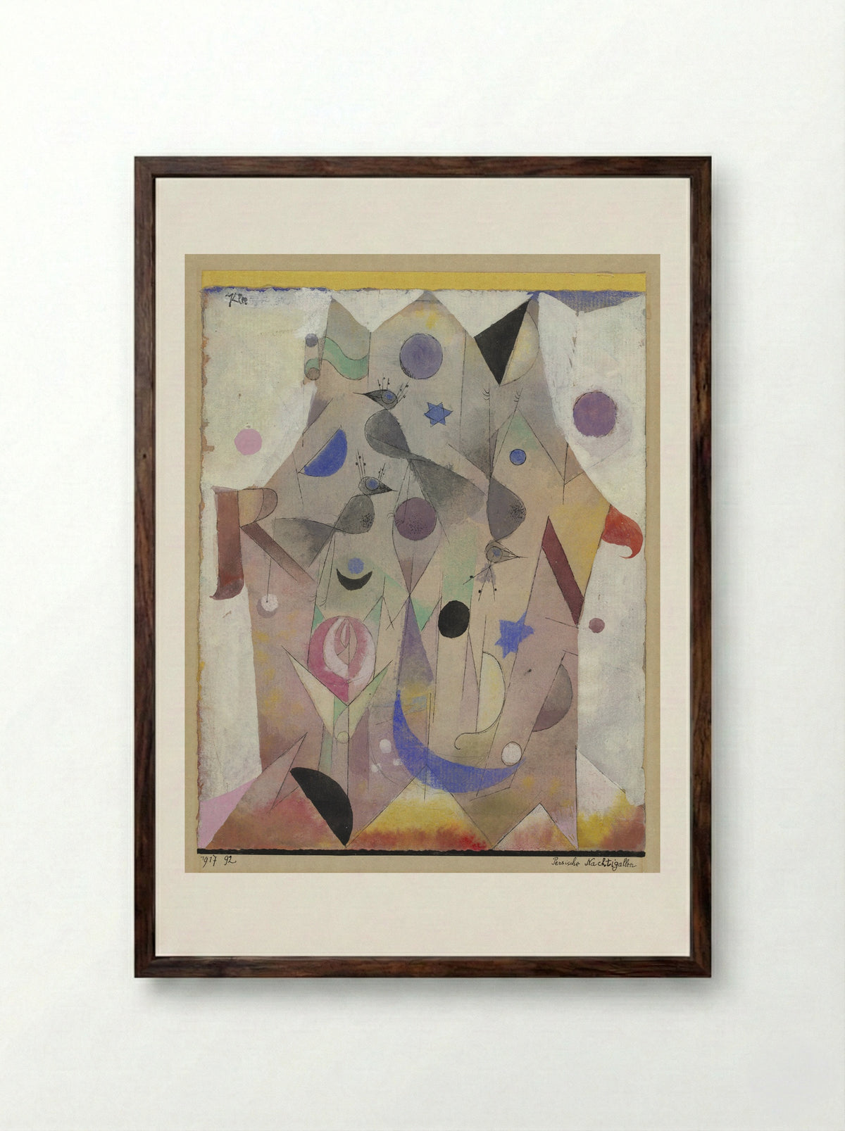 Persian Nightingales - Paul Klee - Framed Print Dark Wood