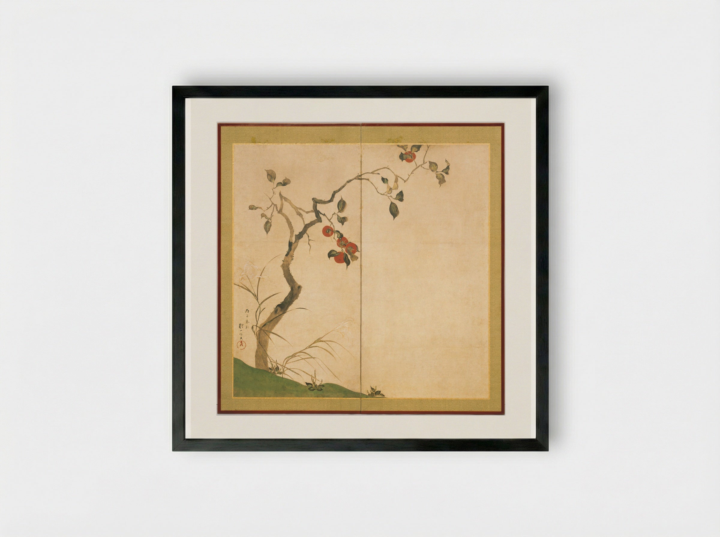 Persimmon Tree - Sakai Hōitsu - Framed Print Black
