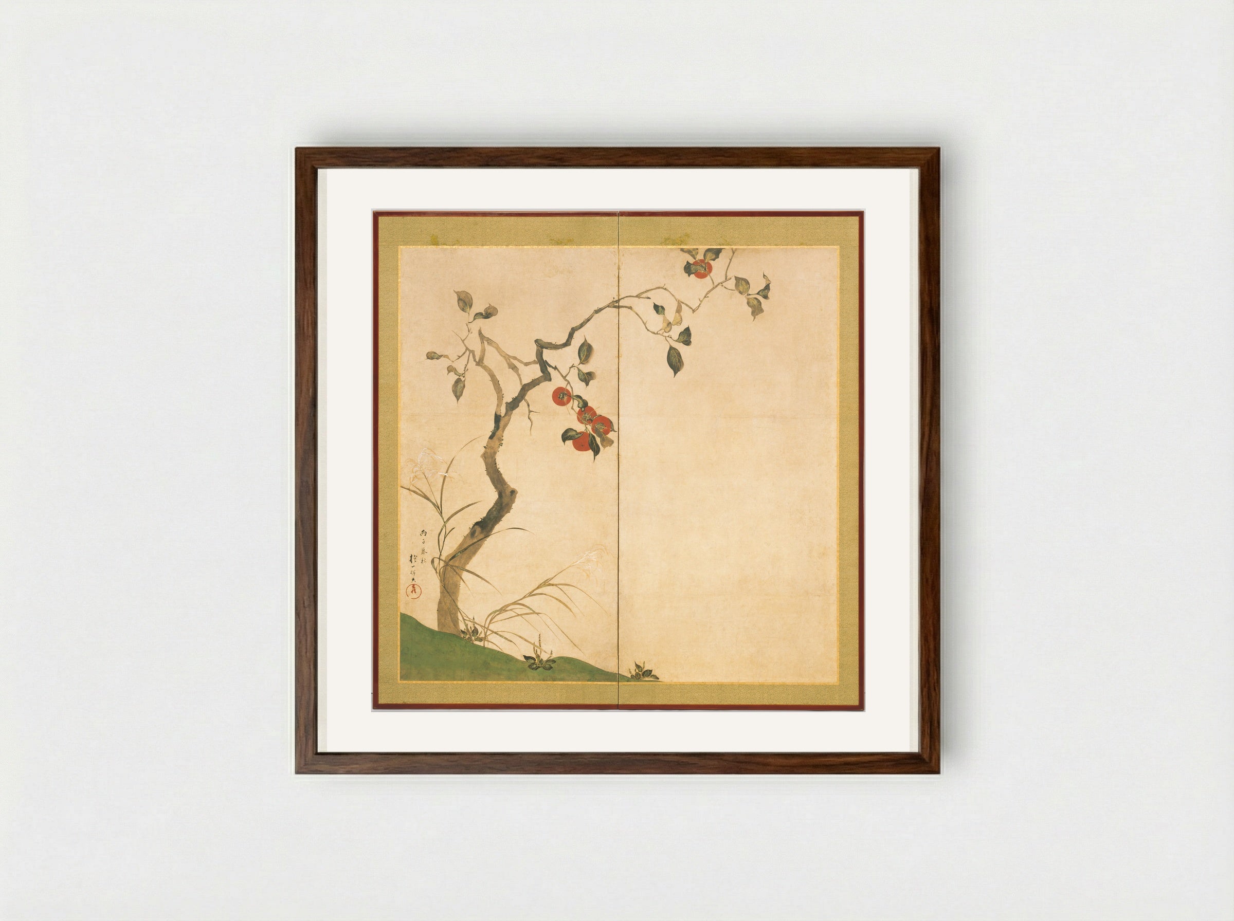 Persimmon Tree - Sakai Hōitsu - Framed Print Dark Wood