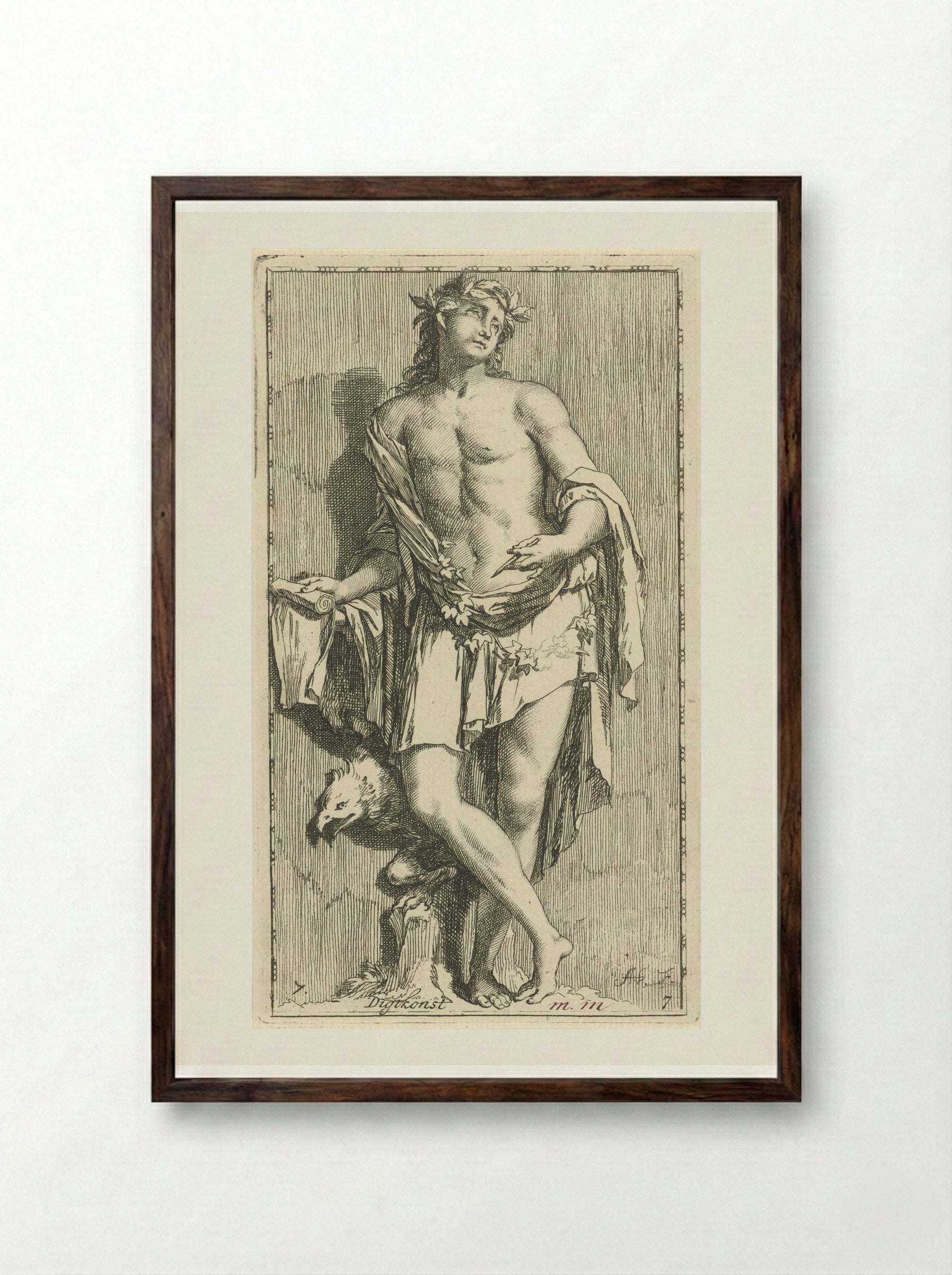 Personificatie van de dichtkunst - Leonard Schenk - Framed Print Dark Wood