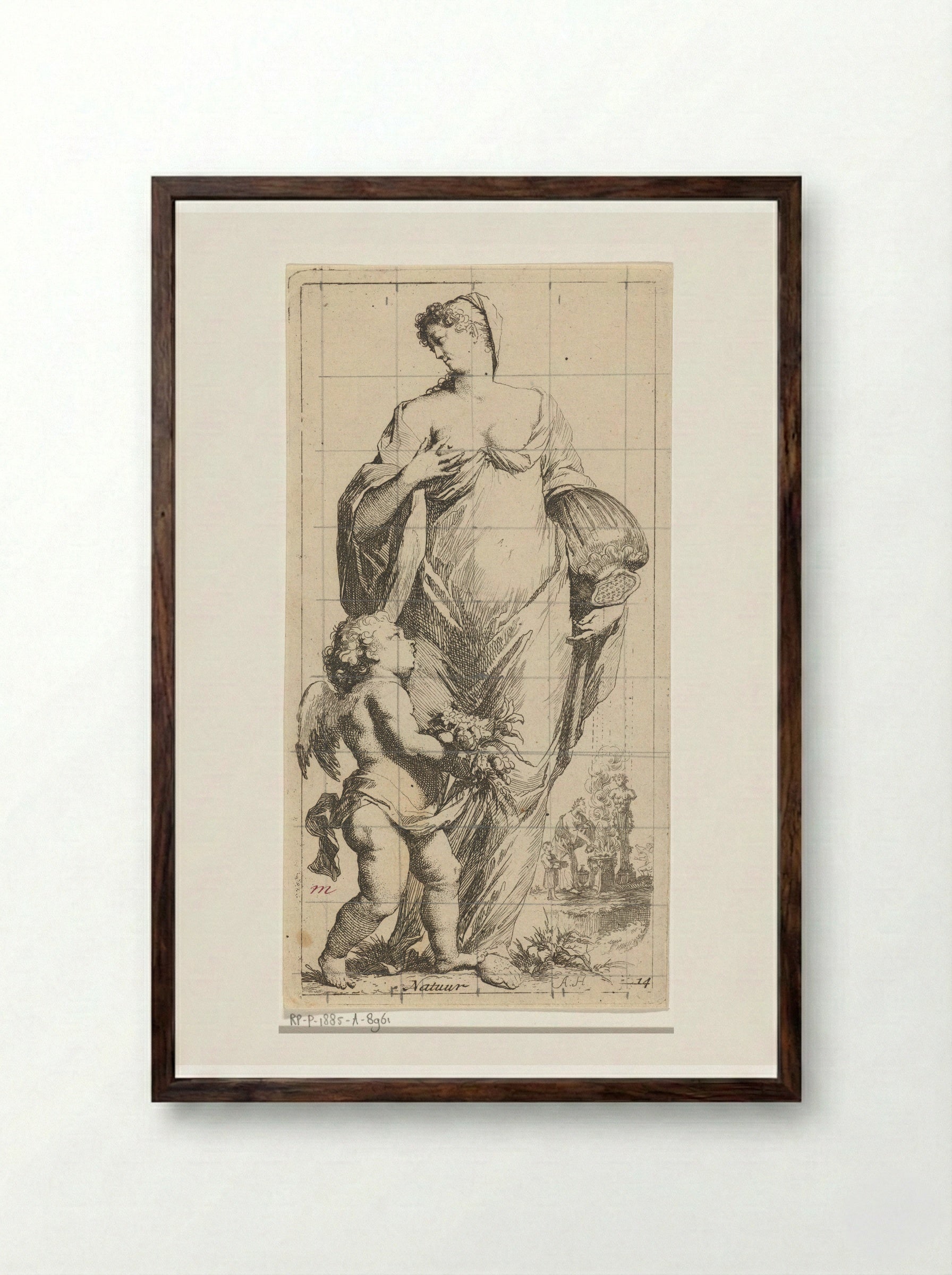 Personificatie van de natuur - Leonard Schenk - Framed Print Dark Wood