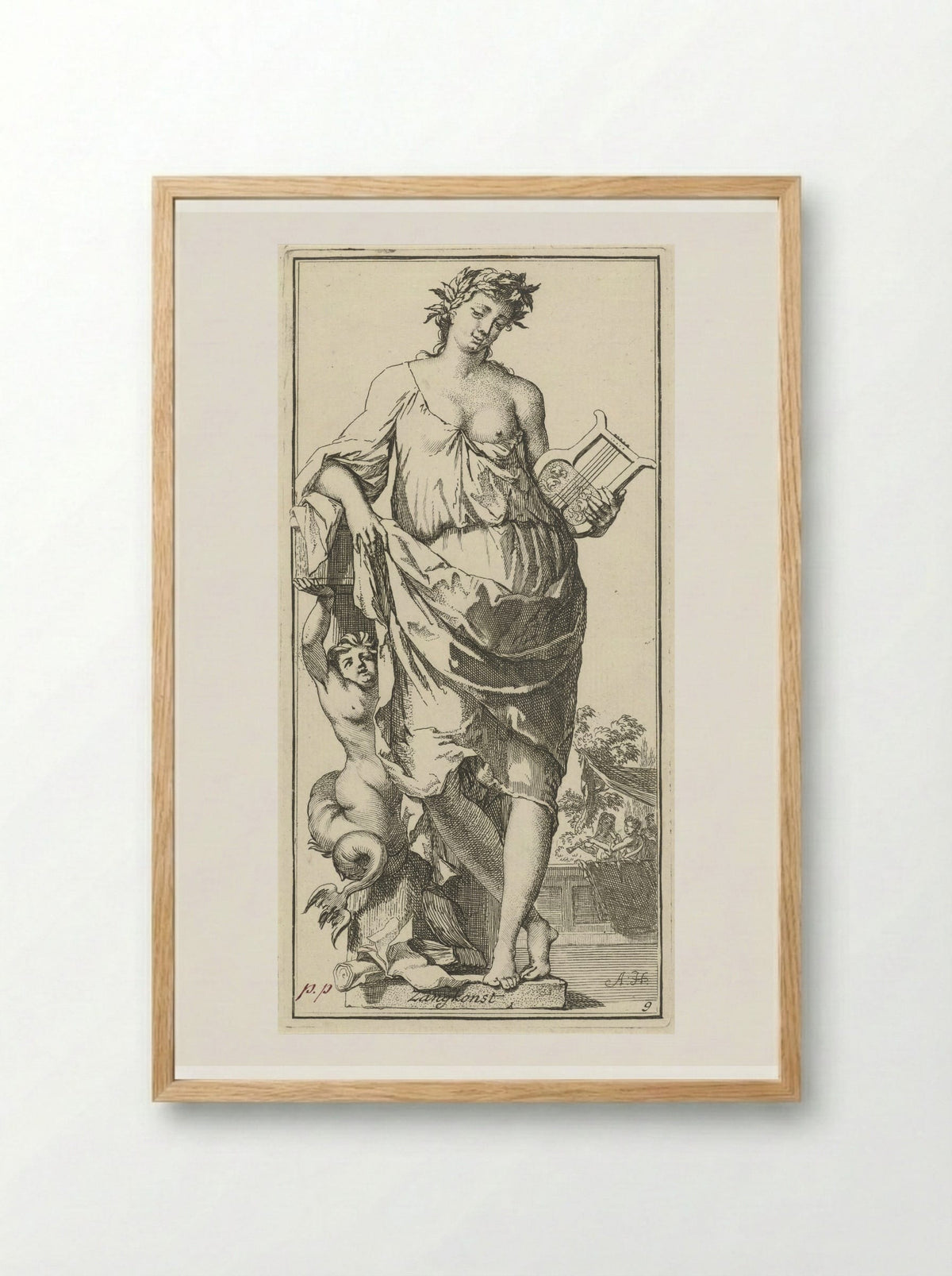 Personificatie van de zangkunst - Leonard Schenk - Framed Print Wood